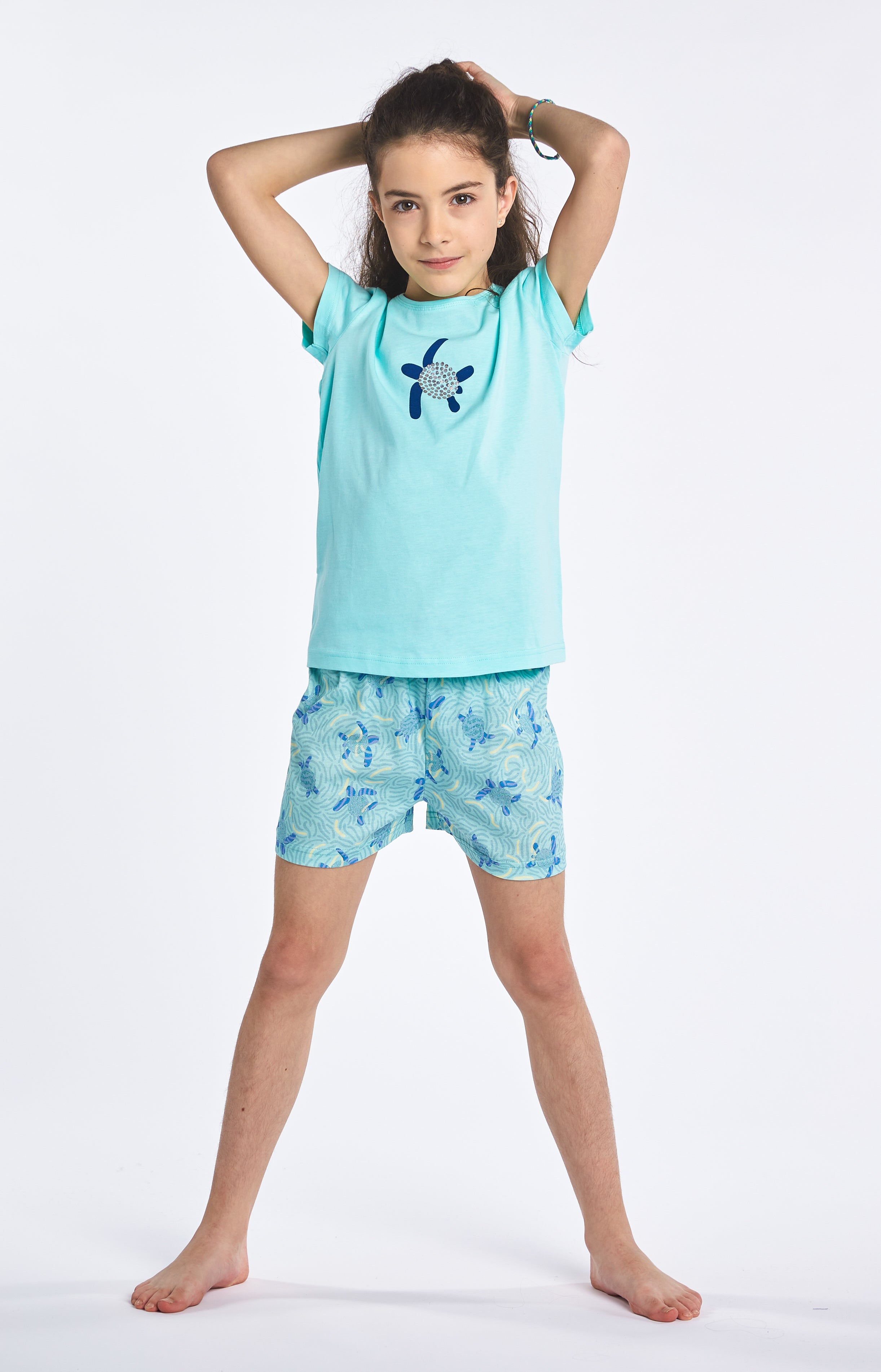 Pyjama court Enfant Tortue Bleu 6