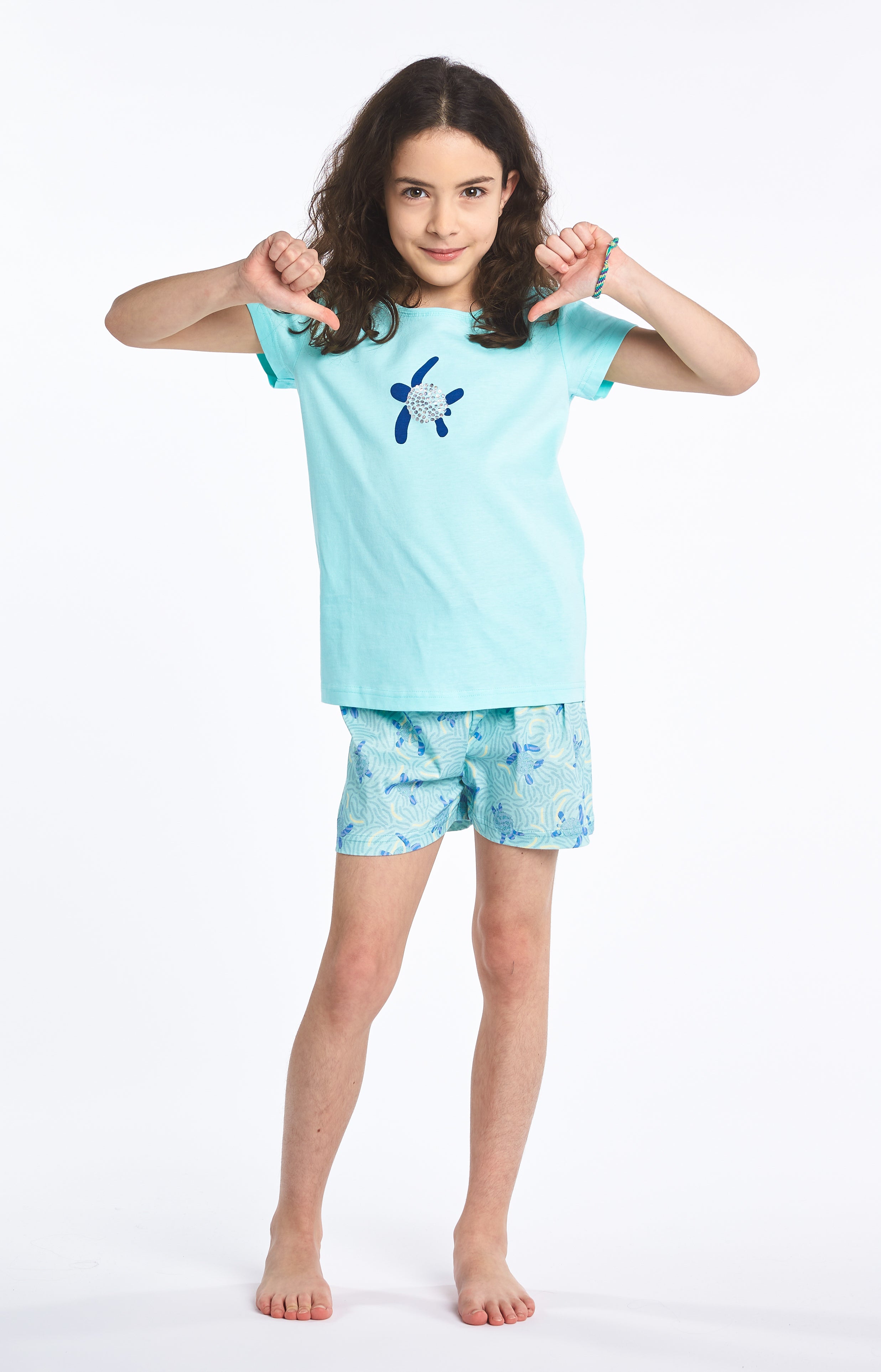 Pyjama court Enfant Tortue Bleu 1