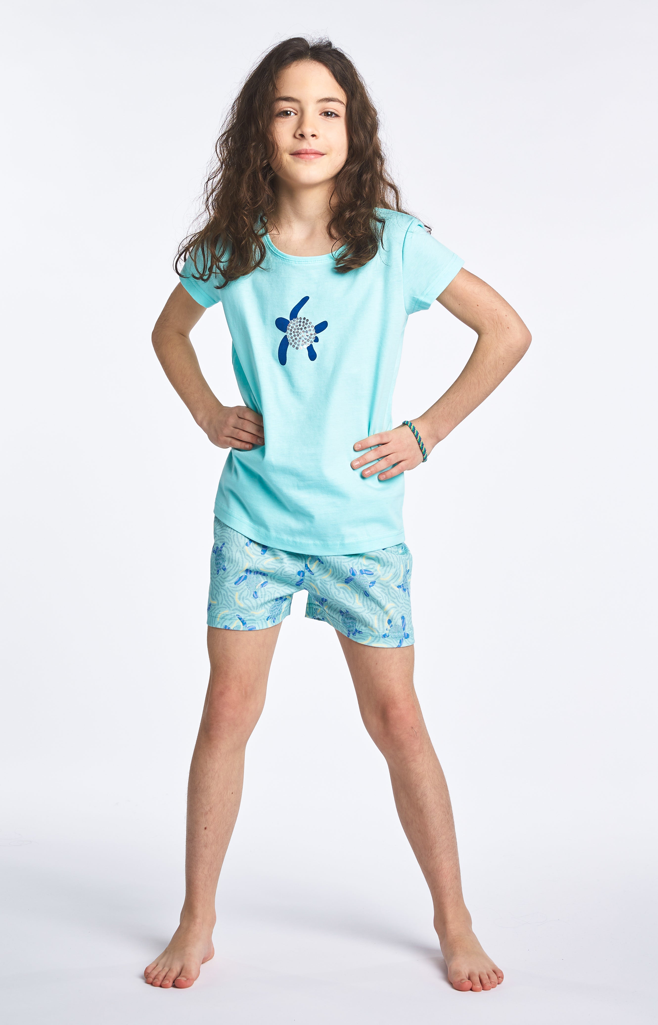 Pyjama court Enfant Tortue Bleu 5