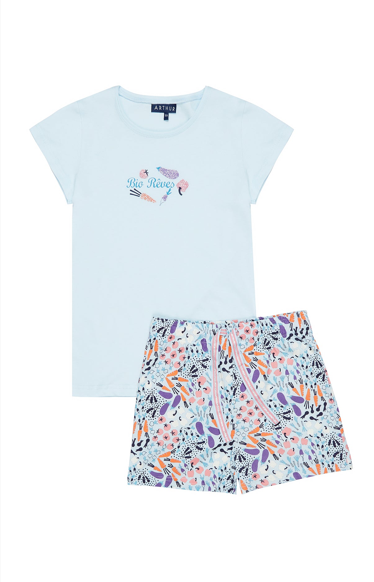 Pyjashort Enfant Potager Blanc et Ivoire 3