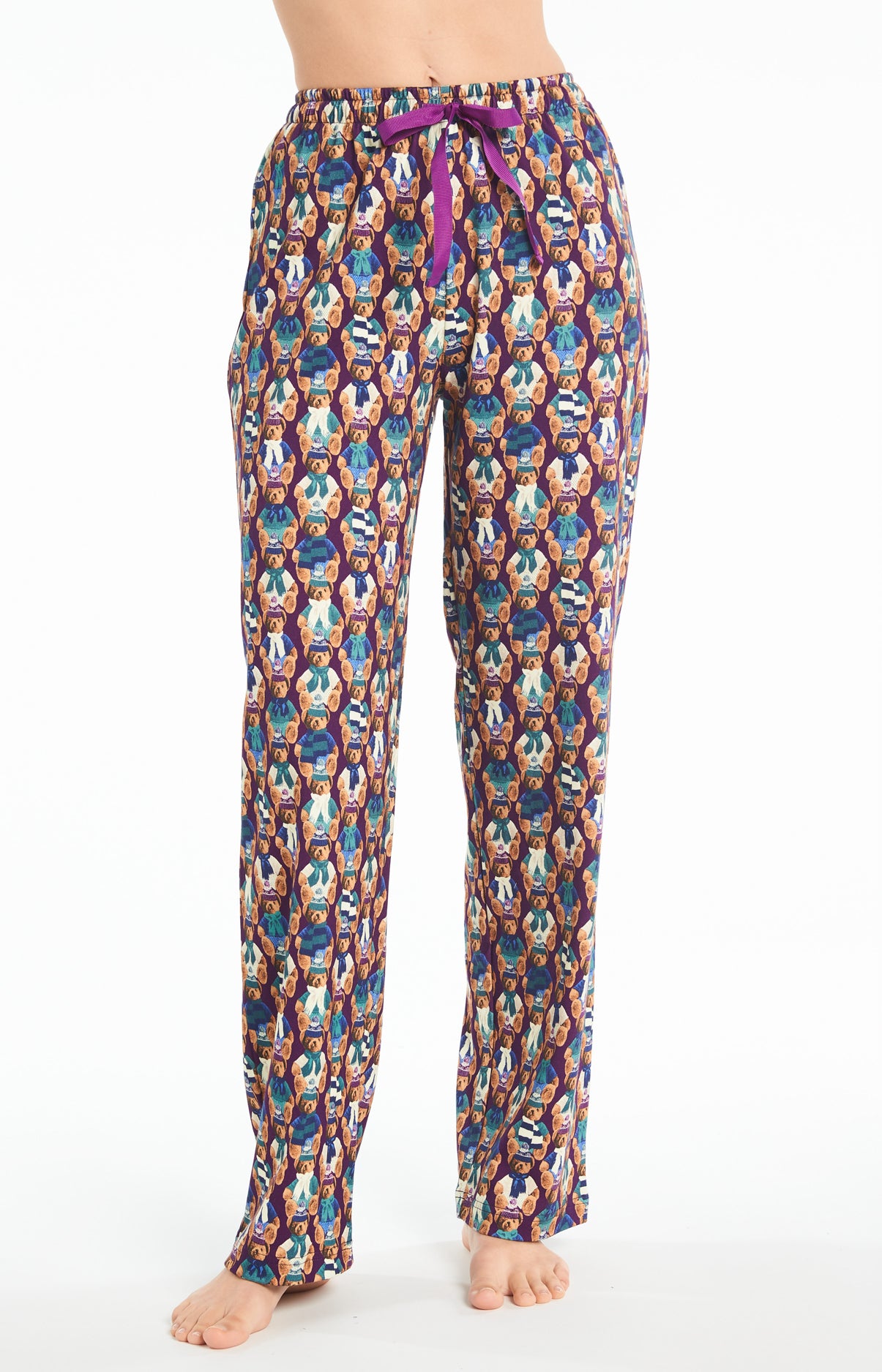 Pyjama long Femme Teddy Violet et Bordeaux 7