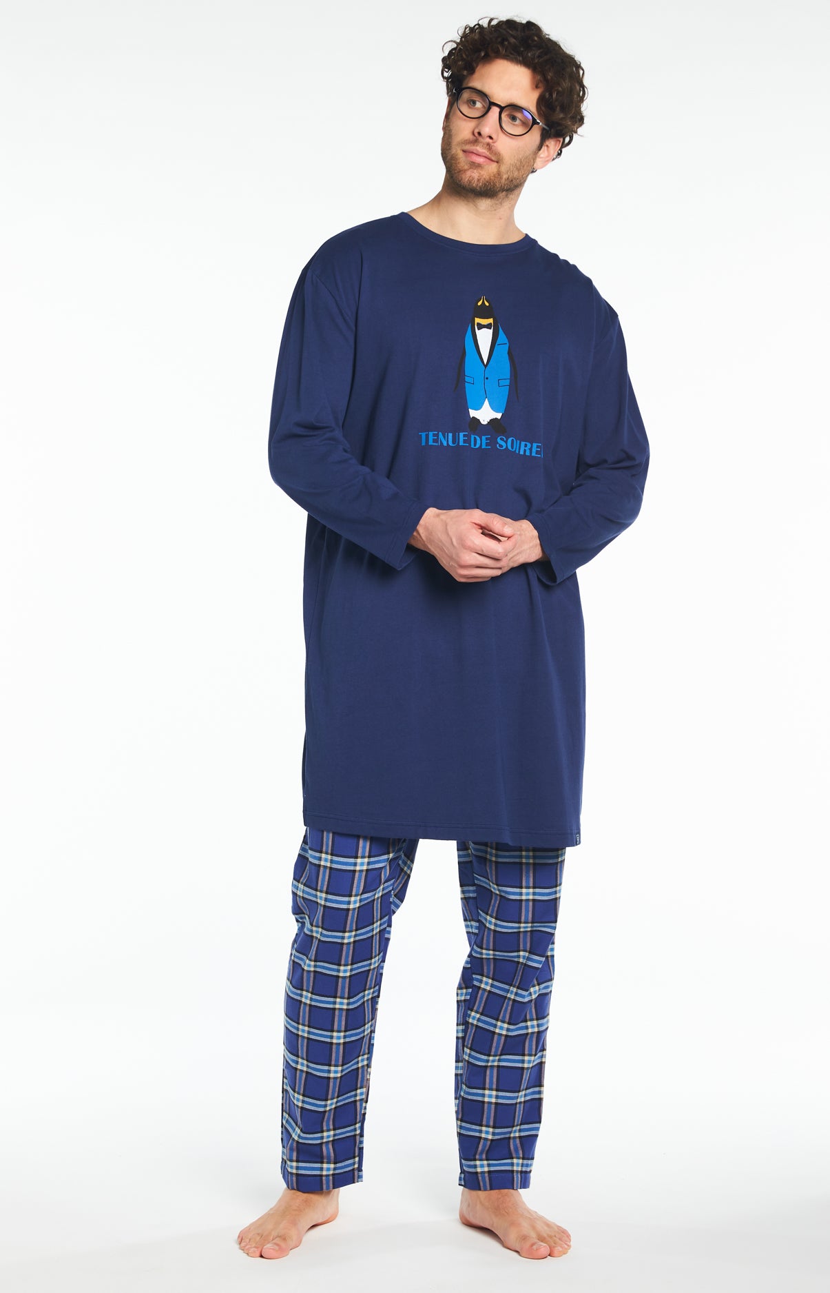 Chemise de nuit Maxi Tee-shirt Homme Tenue de Soirée Marine 1