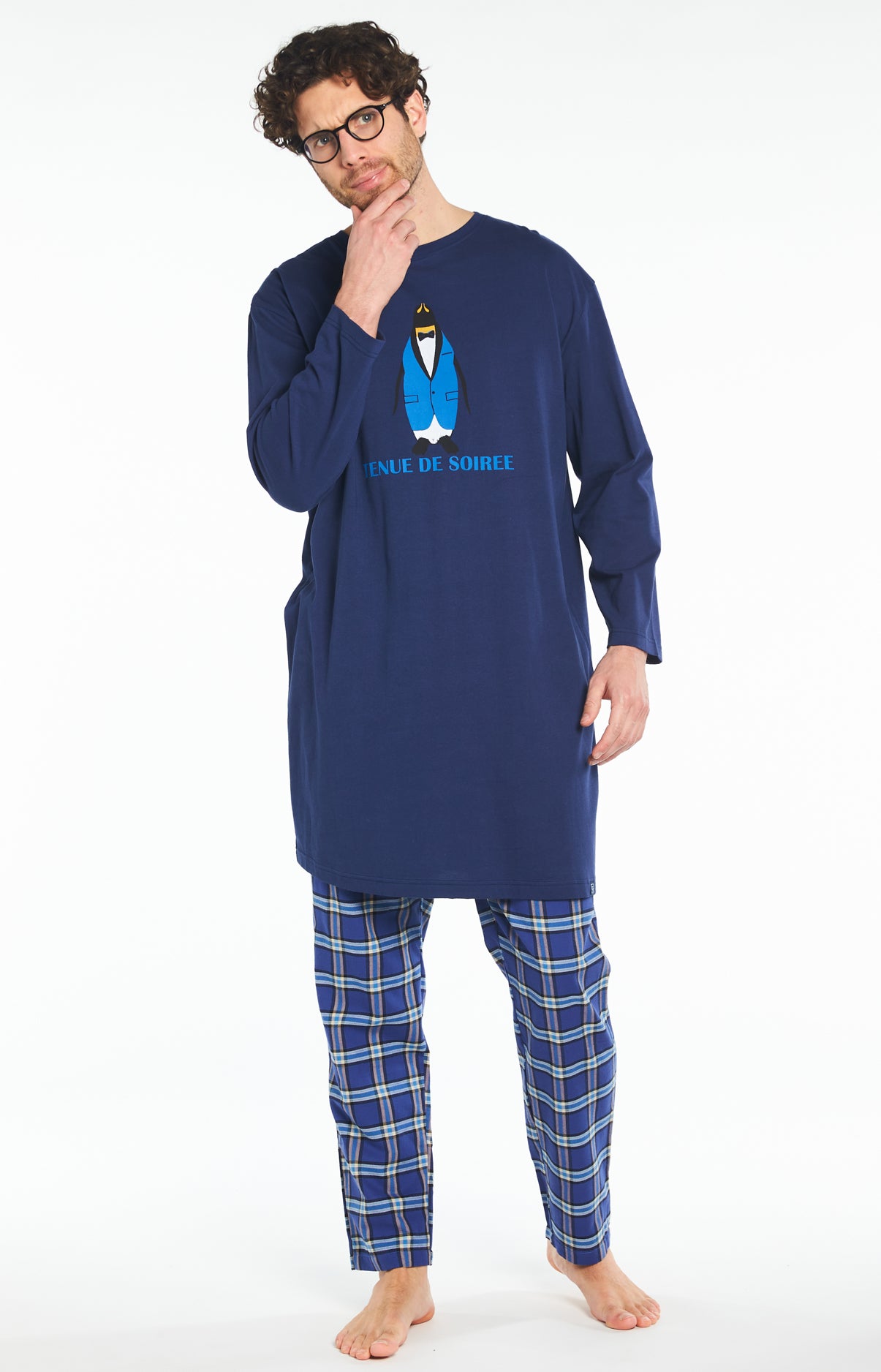 Chemise de nuit Maxi Tee-shirt Homme Tenue de Soirée Marine 5