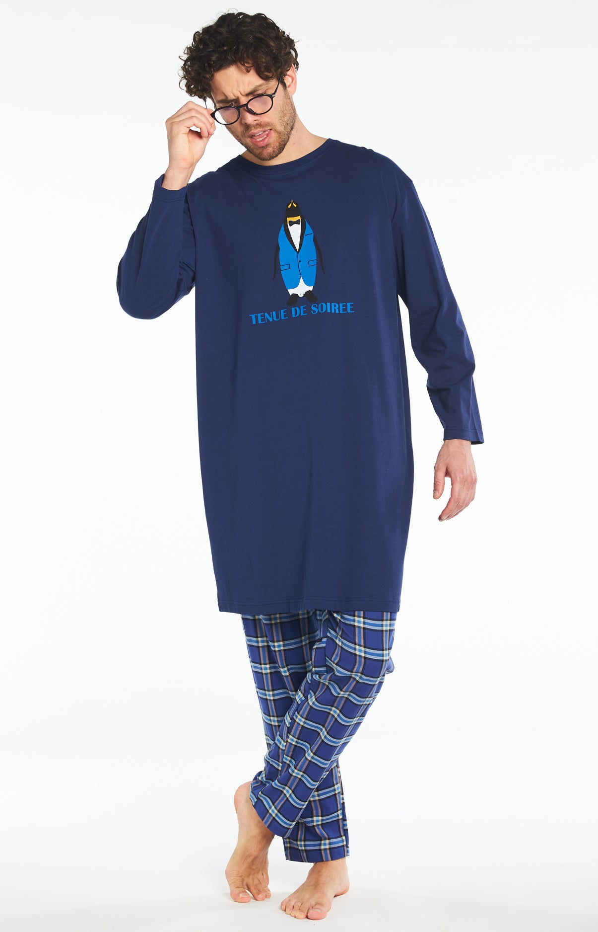 Chemise de nuit Maxi Tee-shirt Homme Tenue de Soirée Marine 7