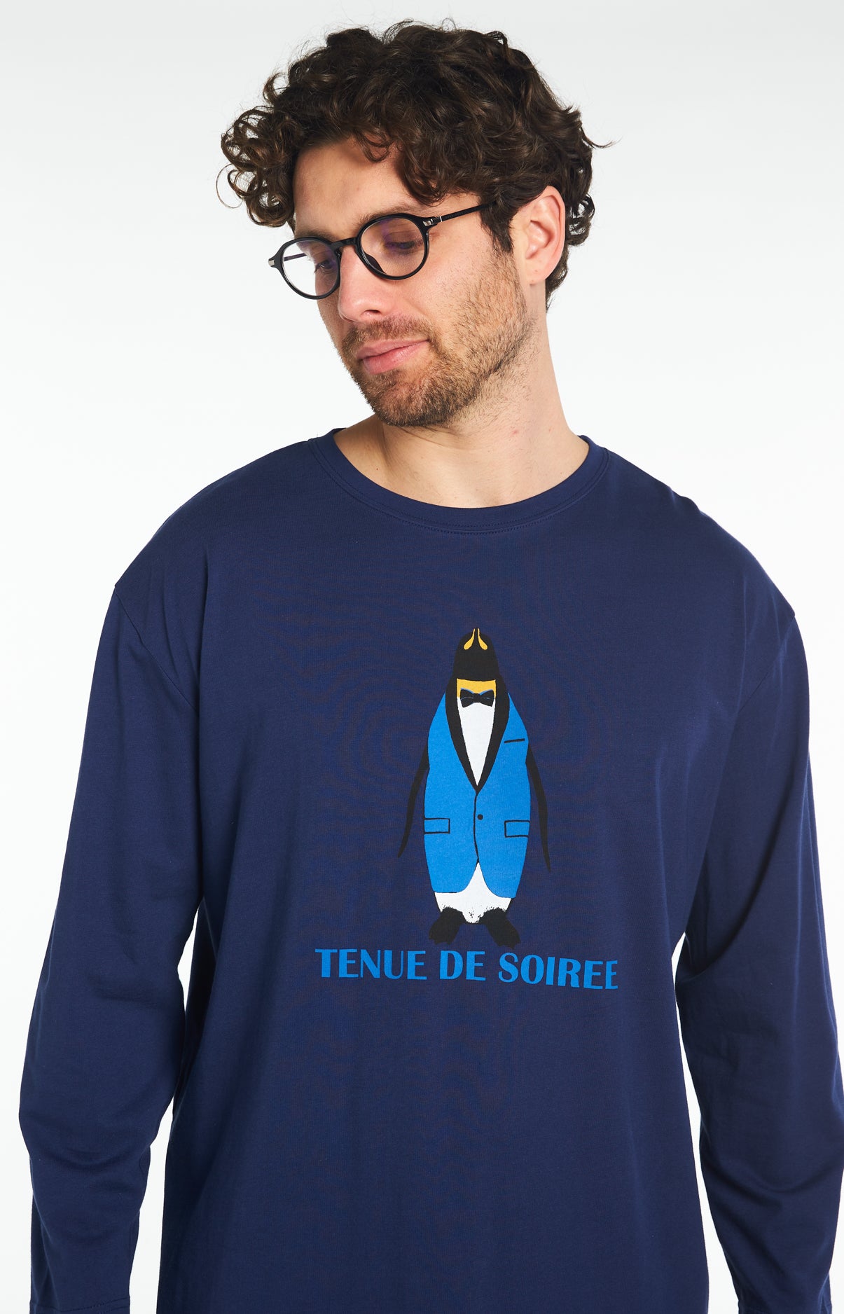 Chemise de nuit Maxi Tee-shirt Homme Tenue de Soirée Marine 4