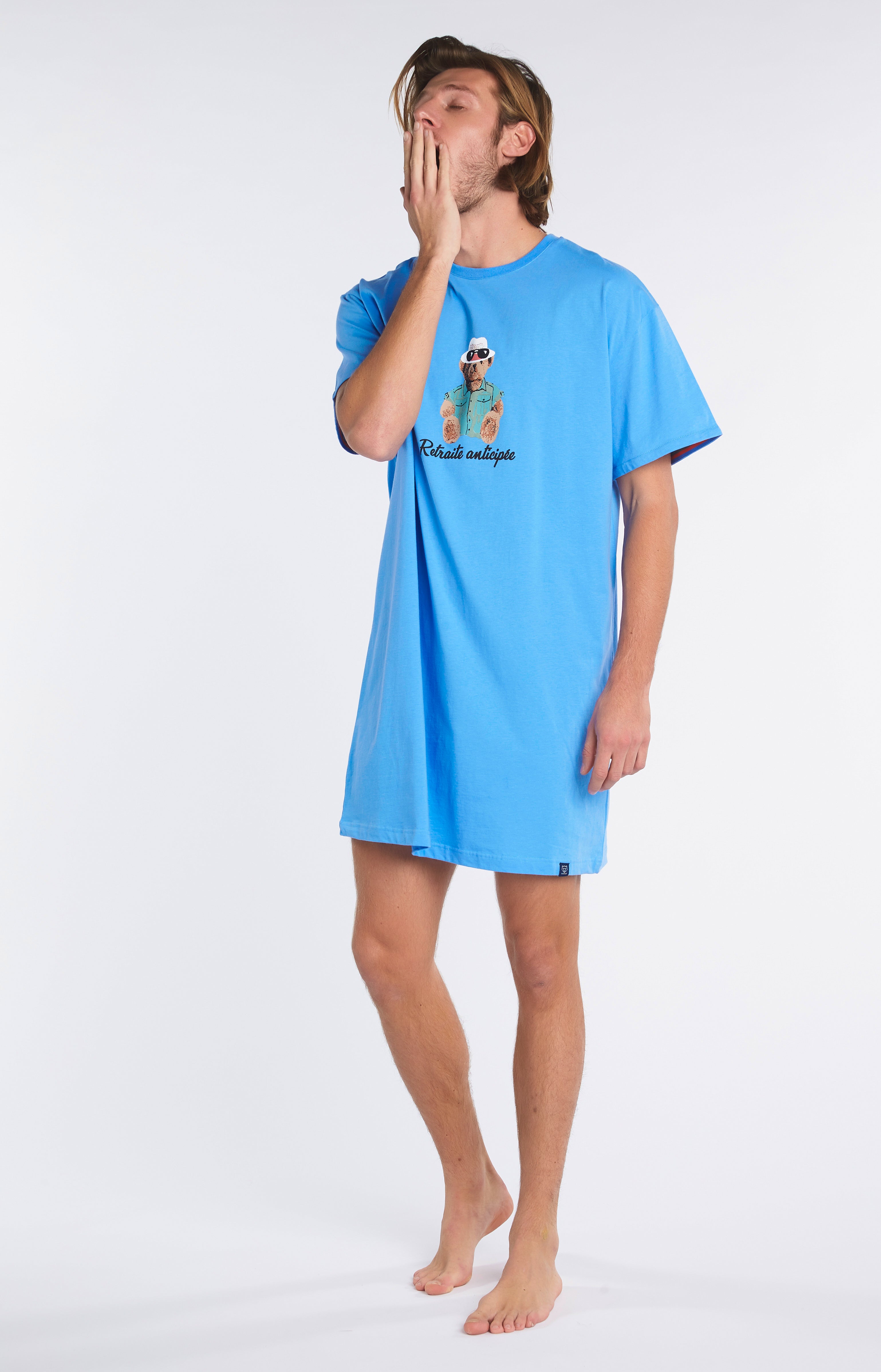 Chemise de nuit Maxi Tee-shirt Homme Teddy Bleu 4