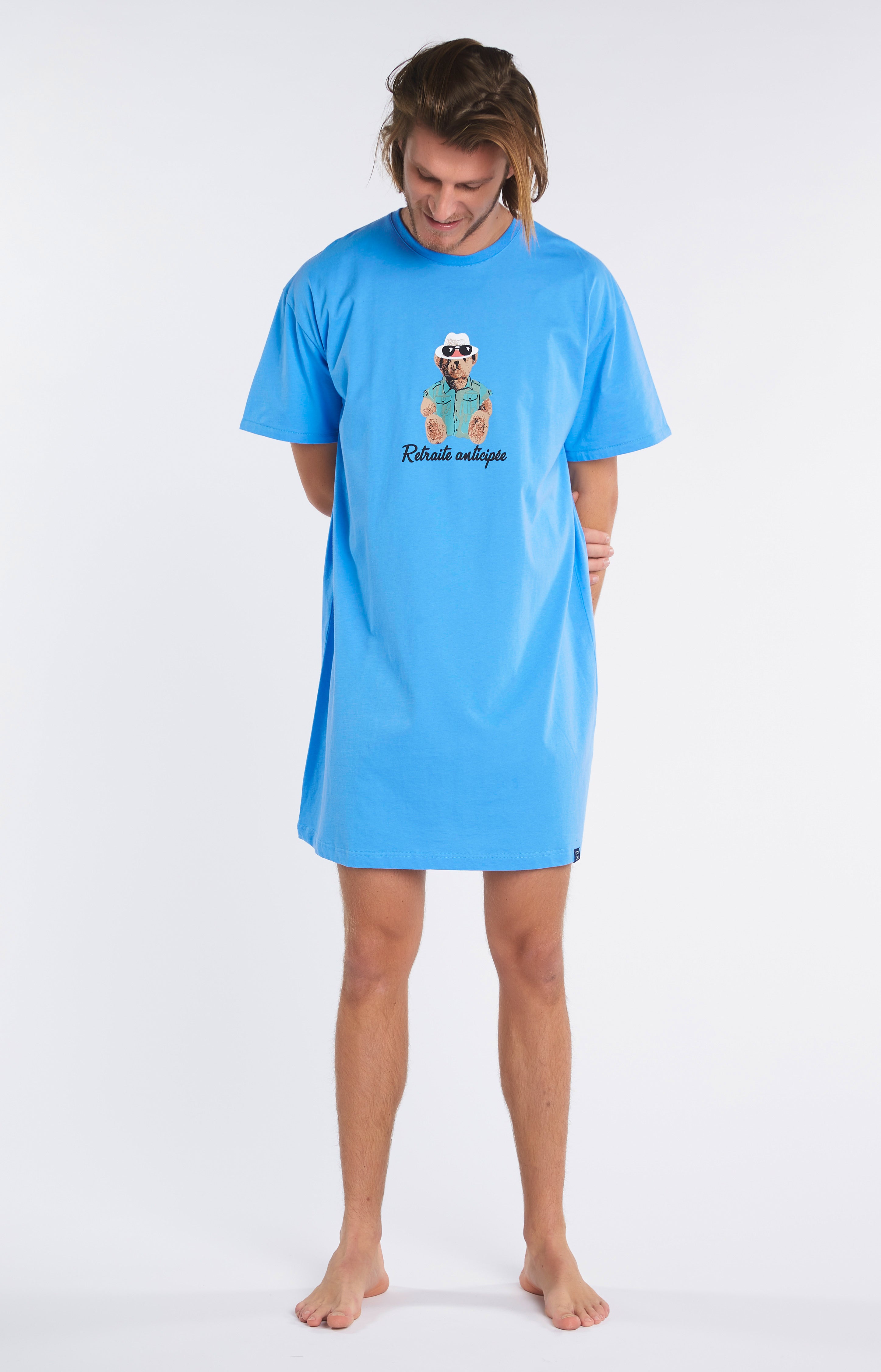 Chemise de nuit Maxi Tee-shirt Homme Teddy Bleu 7