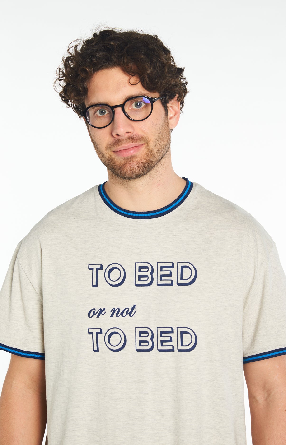 Chemise de nuit Maxi Tee-shirt Homme Bed or not to Bed Blanc et Ivoire 4