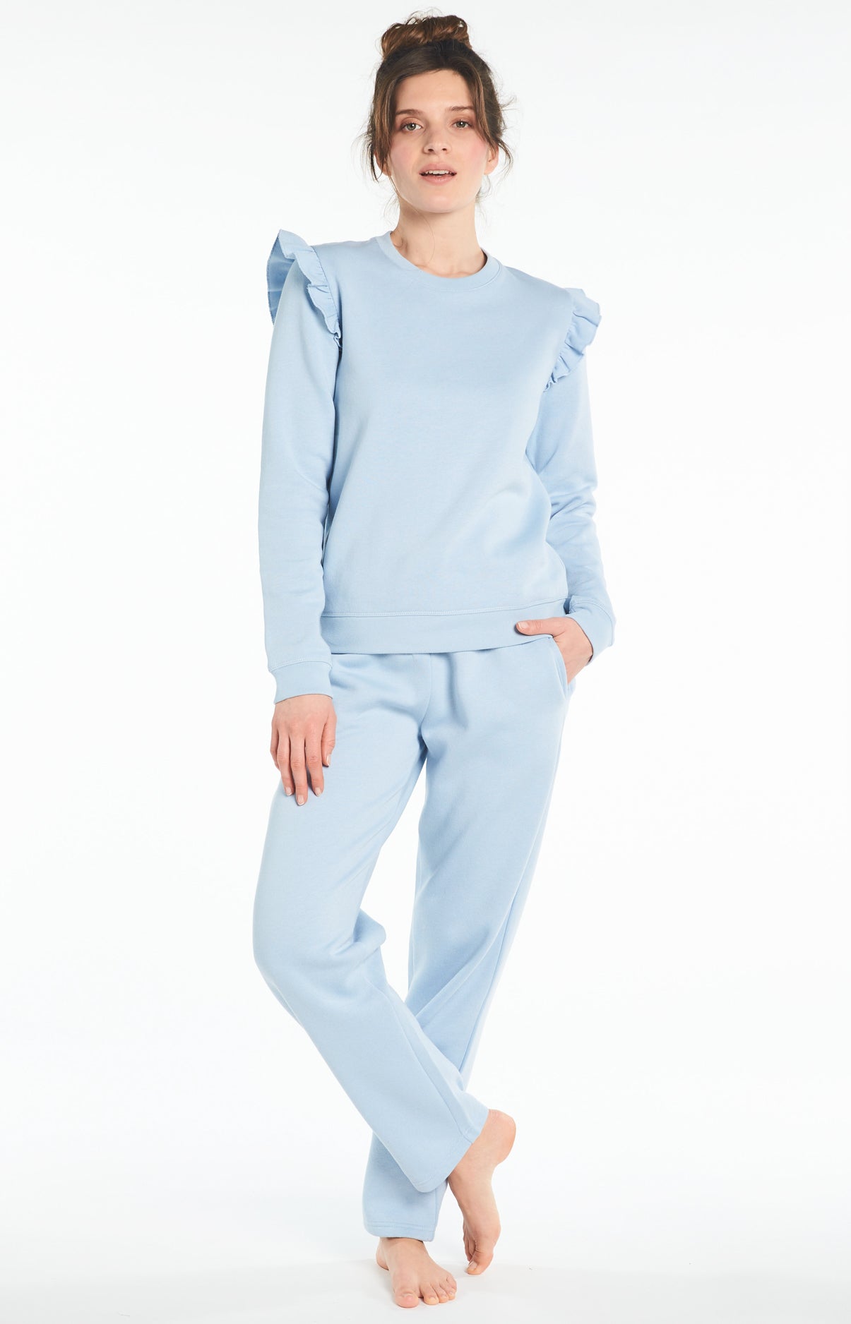 Pantalon Uni Femme Bleu 1