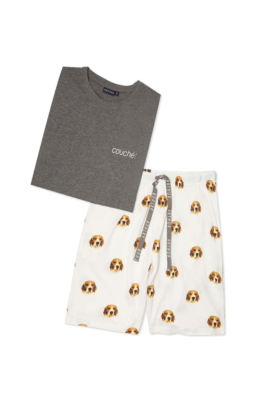 Pyjashort Homme Beagle Blanc et Ivoire 3