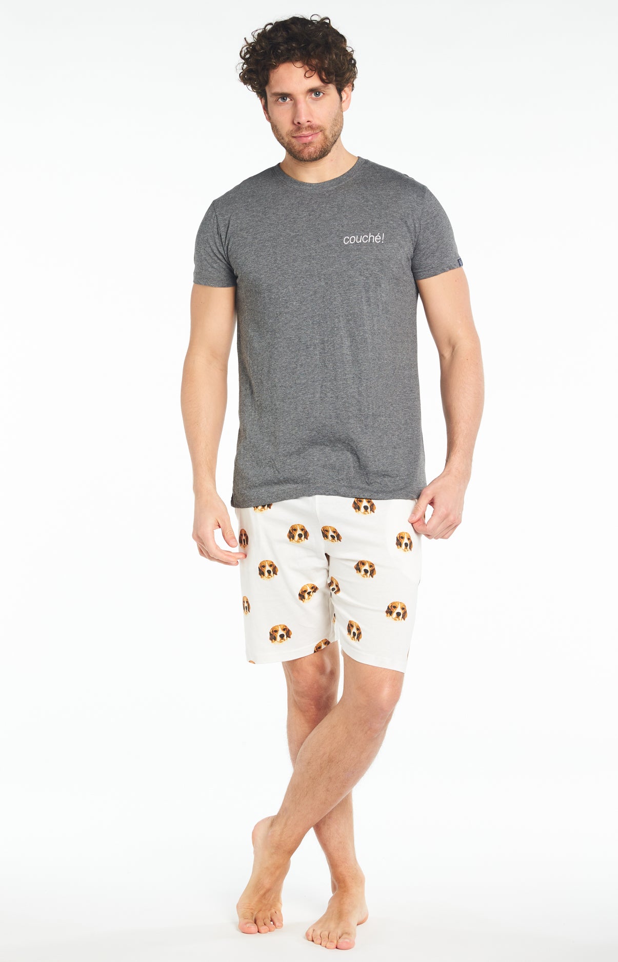 Pyjashort Homme Beagle Blanc et Ivoire 2