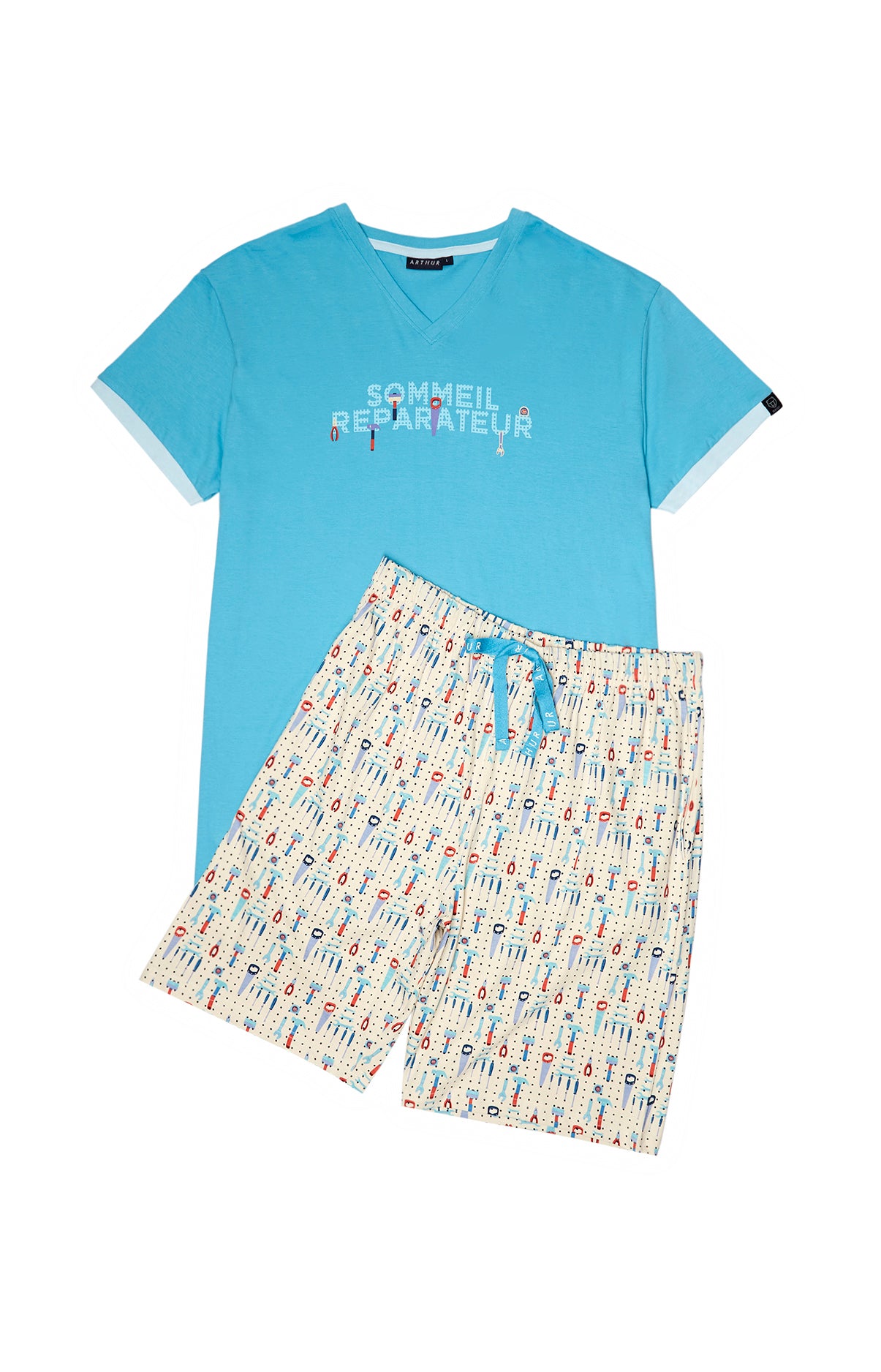 Pyjashort Homme Bricolage Blanc et Ivoire 3