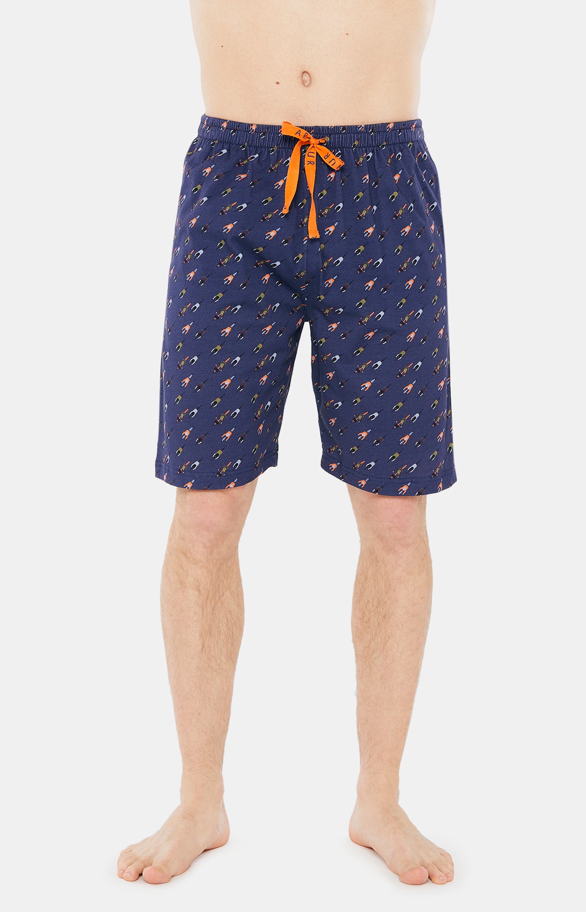 Pyjashort Homme Cycliste Marine et Orange 5