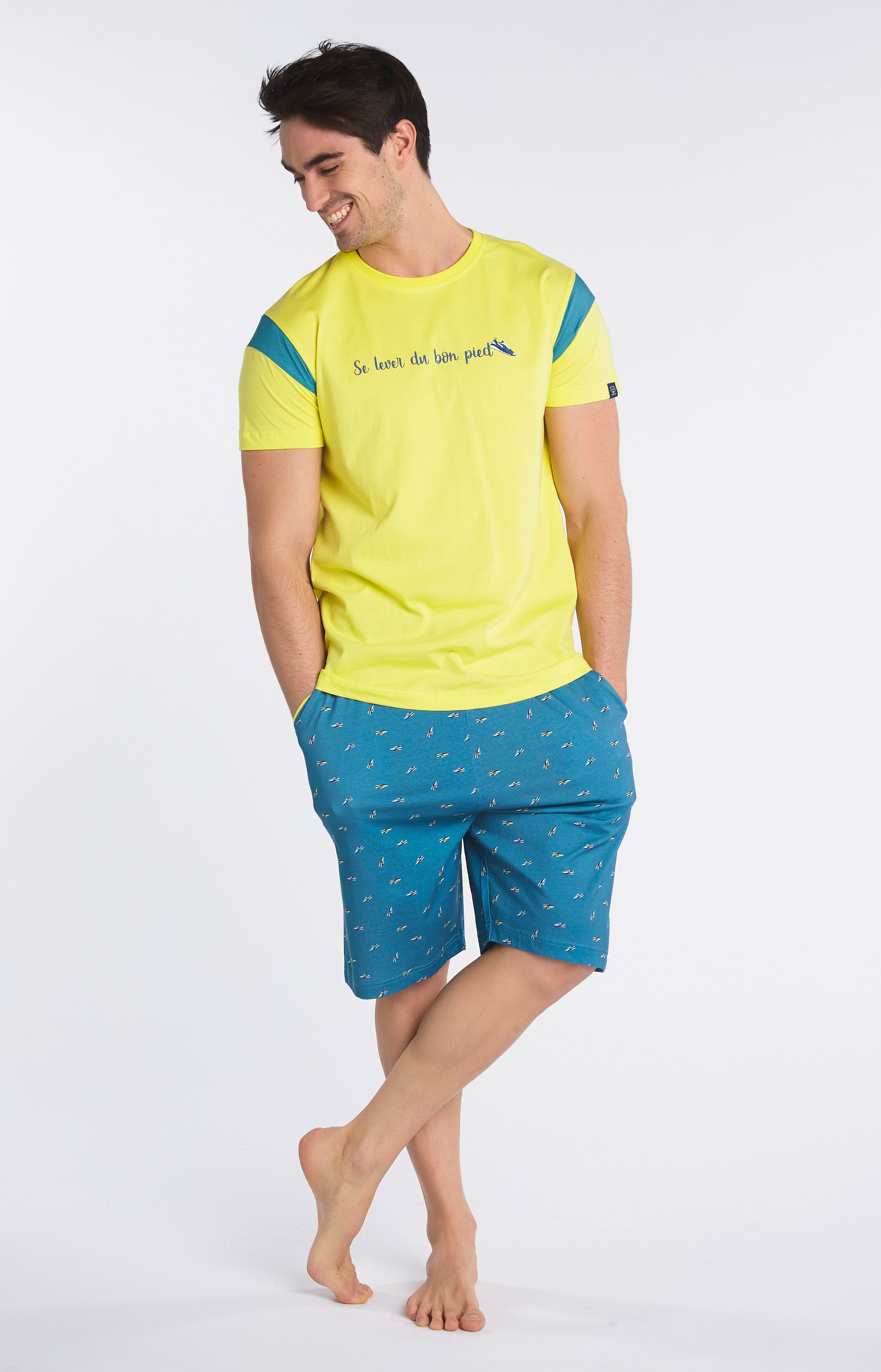 Pyjashort Homme Sneakers Bleu 1