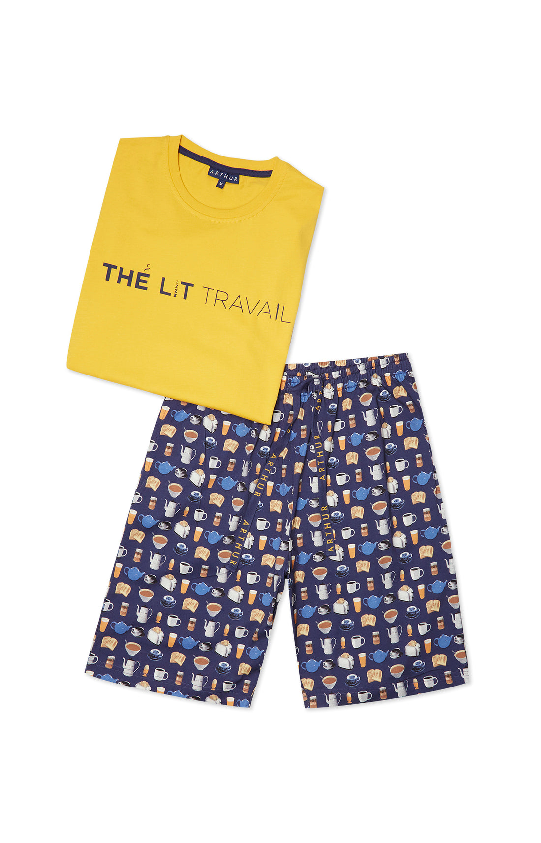 Pyjashort Homme Thé Lit Travail Marine 3