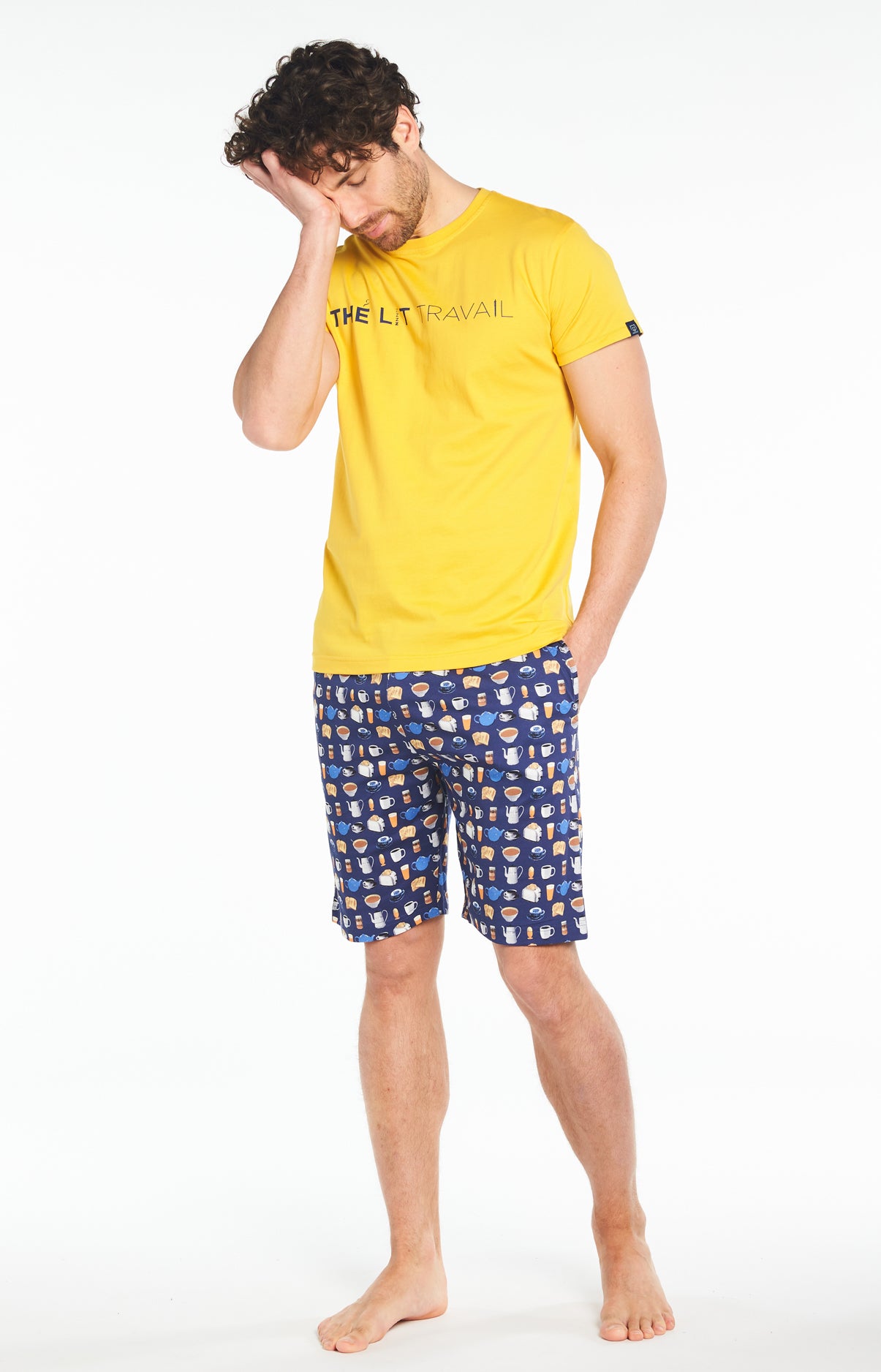 Pyjashort Homme Thé Lit Travail Marine 1