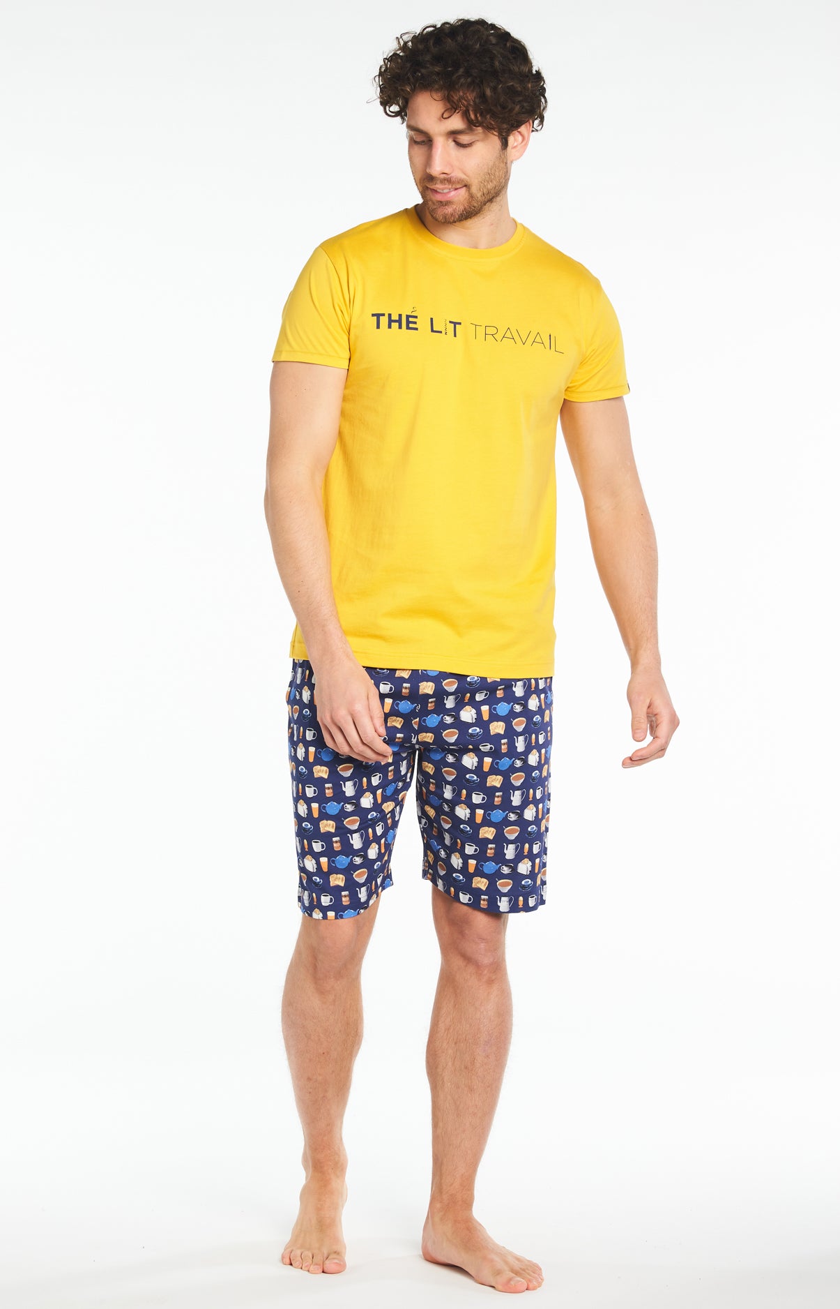 Pyjashort Homme Thé Lit Travail Marine 2