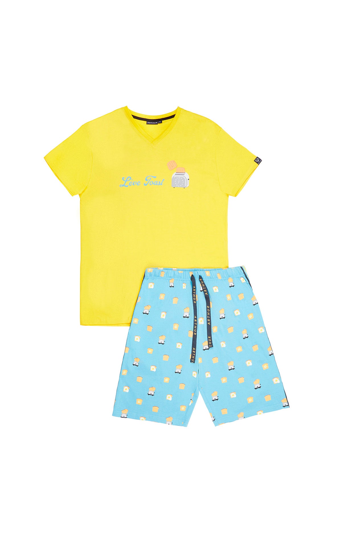 Pyjashort Homme Toast Bleu et Jaune 3