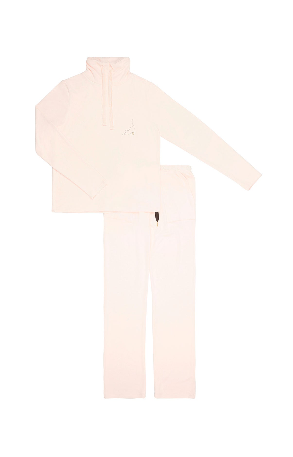 Pyjama long Femme Uni Chat Beauté Blanc et Ivoire 1