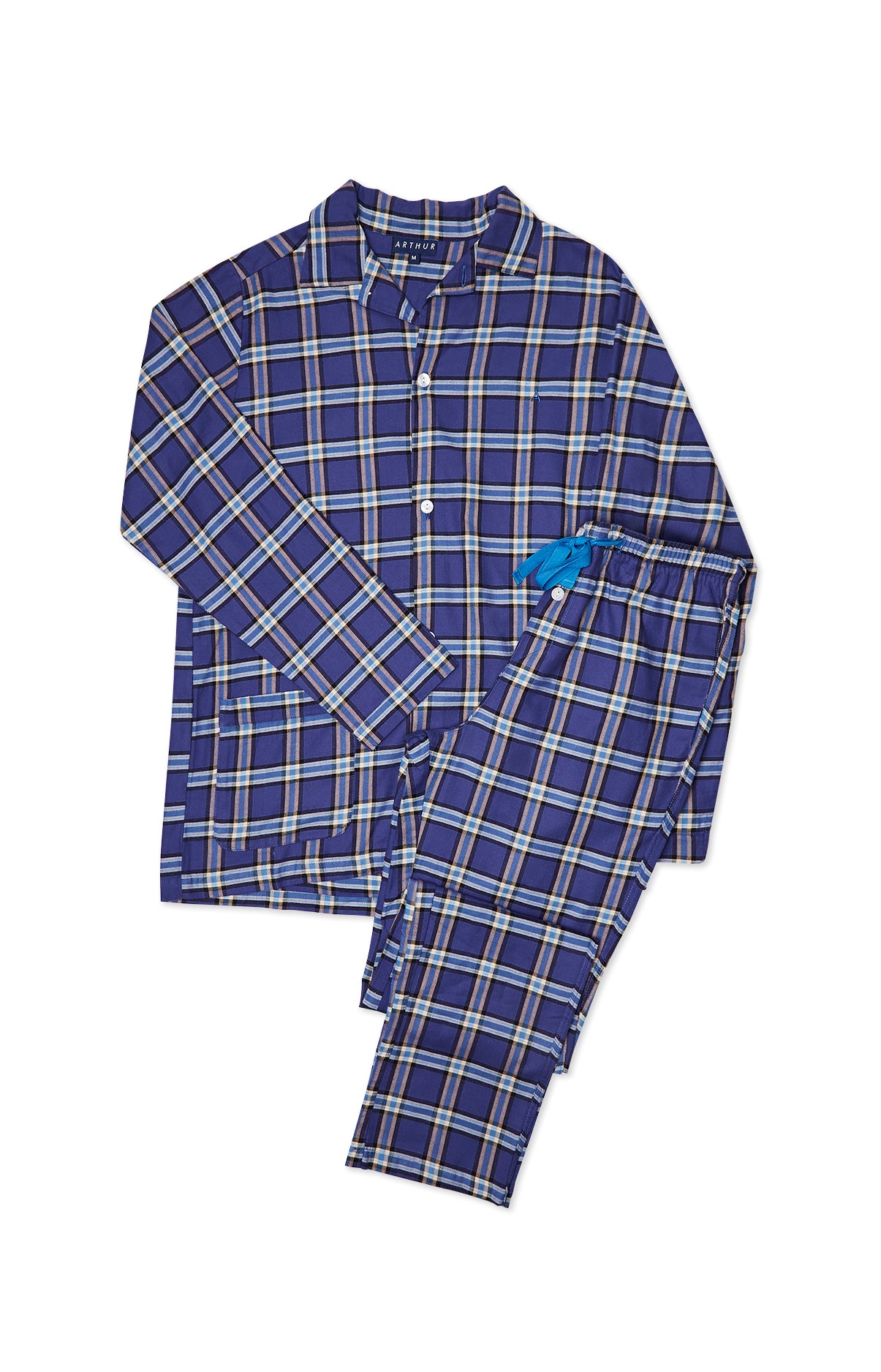 Pyjama long boutonné Homme Soirée Marine 3
