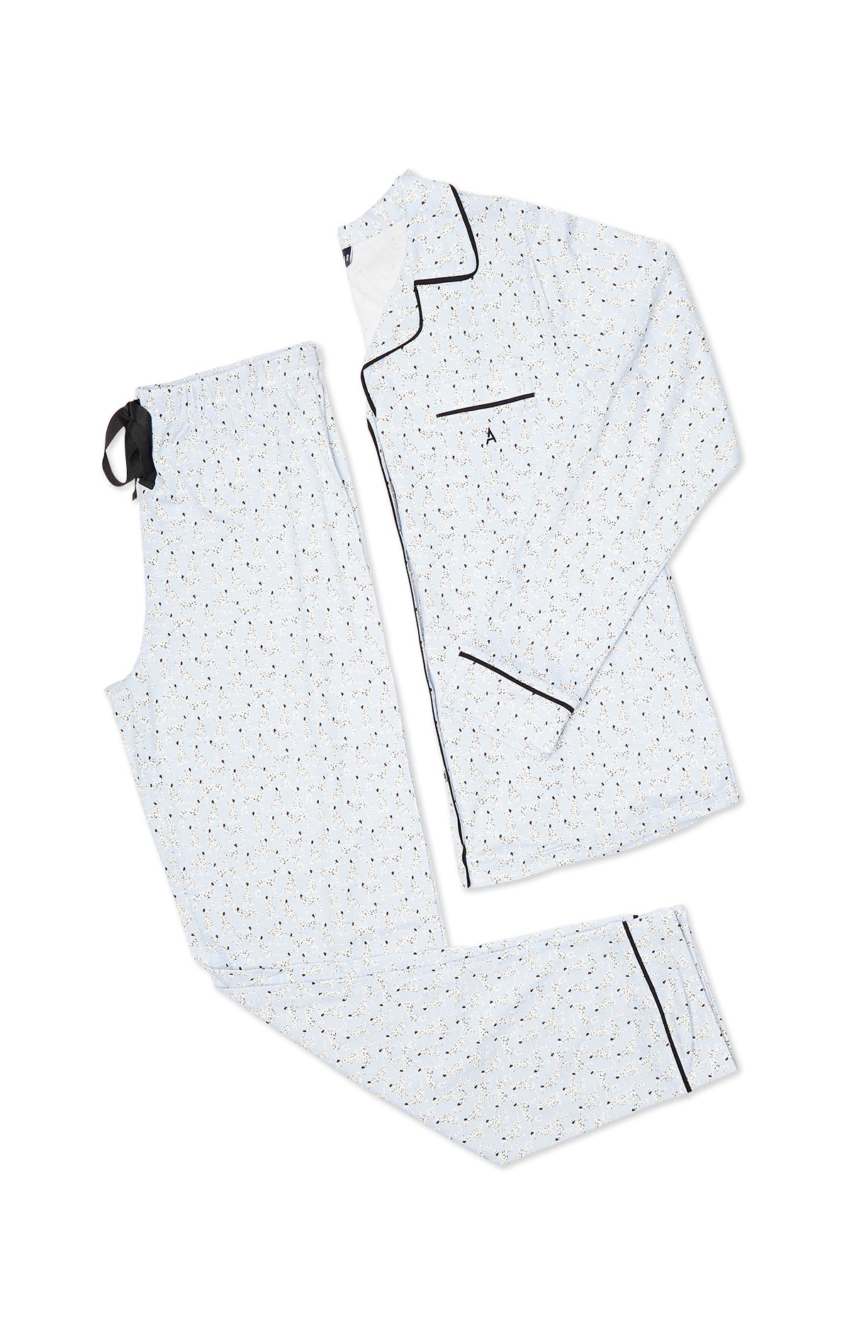 Pyjama long Femme Lyocell Dalmatien Bleu 3