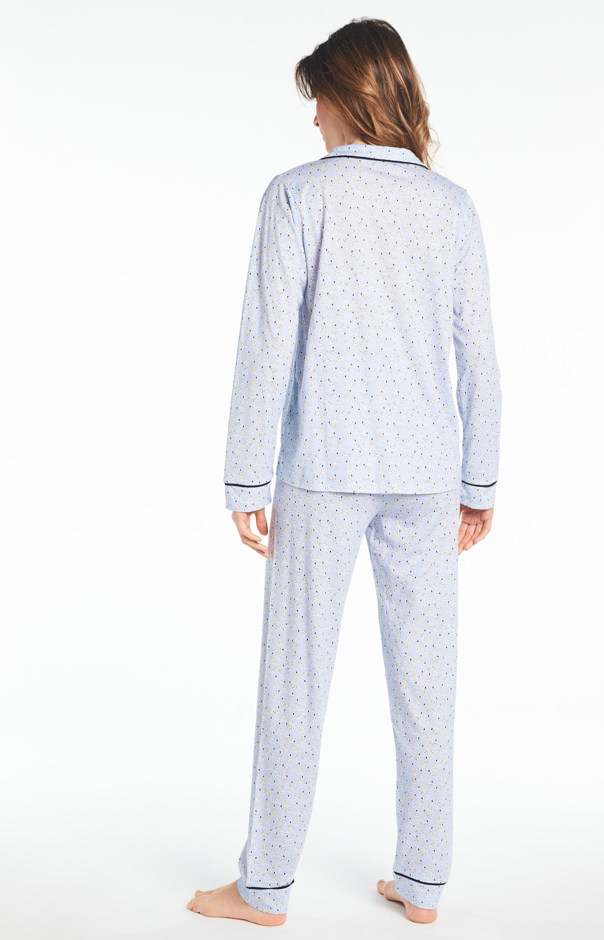 Pyjama long Femme Lyocell Dalmatien Bleu 4