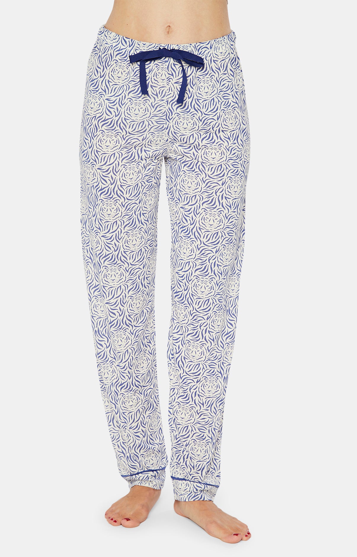 Pyjama long boutonné Femme Tigre Bleu 5