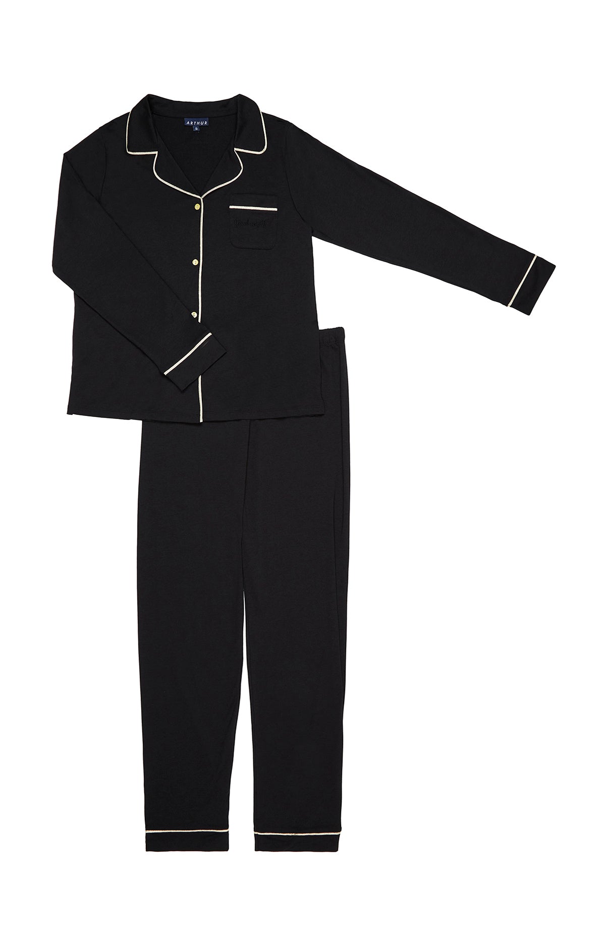 Pyjama long boutonné Femme Tradi Noir 3