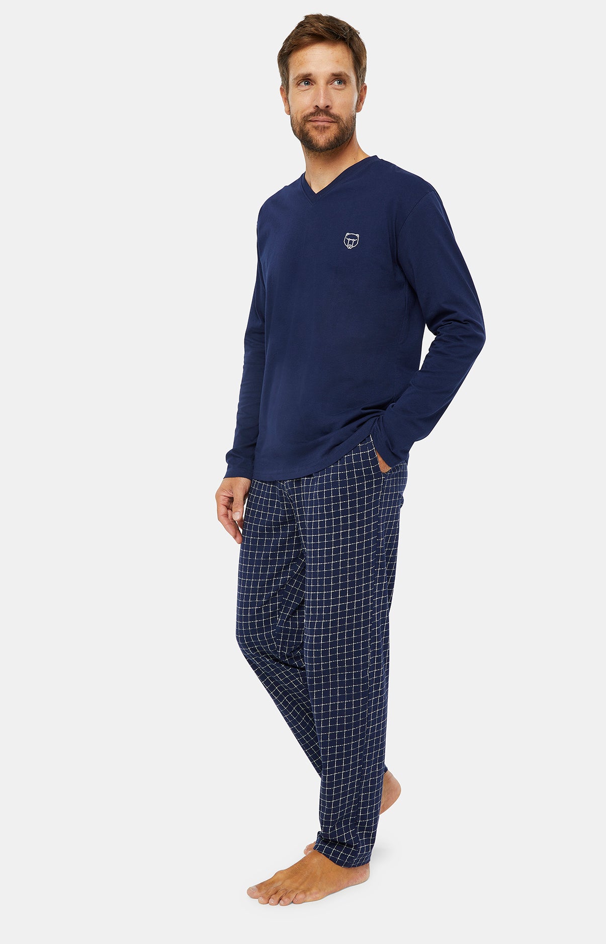 Pyjama long Homme Classique Marine 2