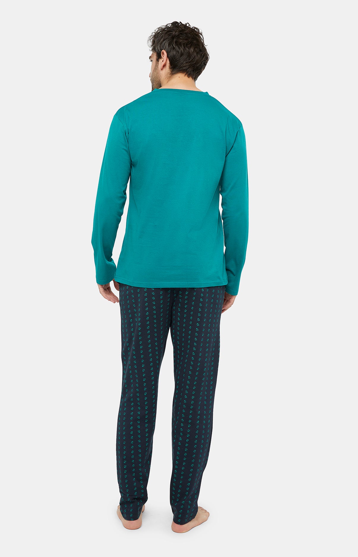 Pyjama long Homme Clock Marine et Vert 4