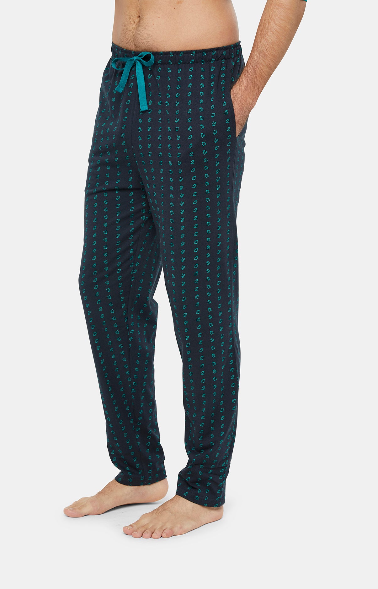 Pyjama long Homme Clock Marine et Vert 6