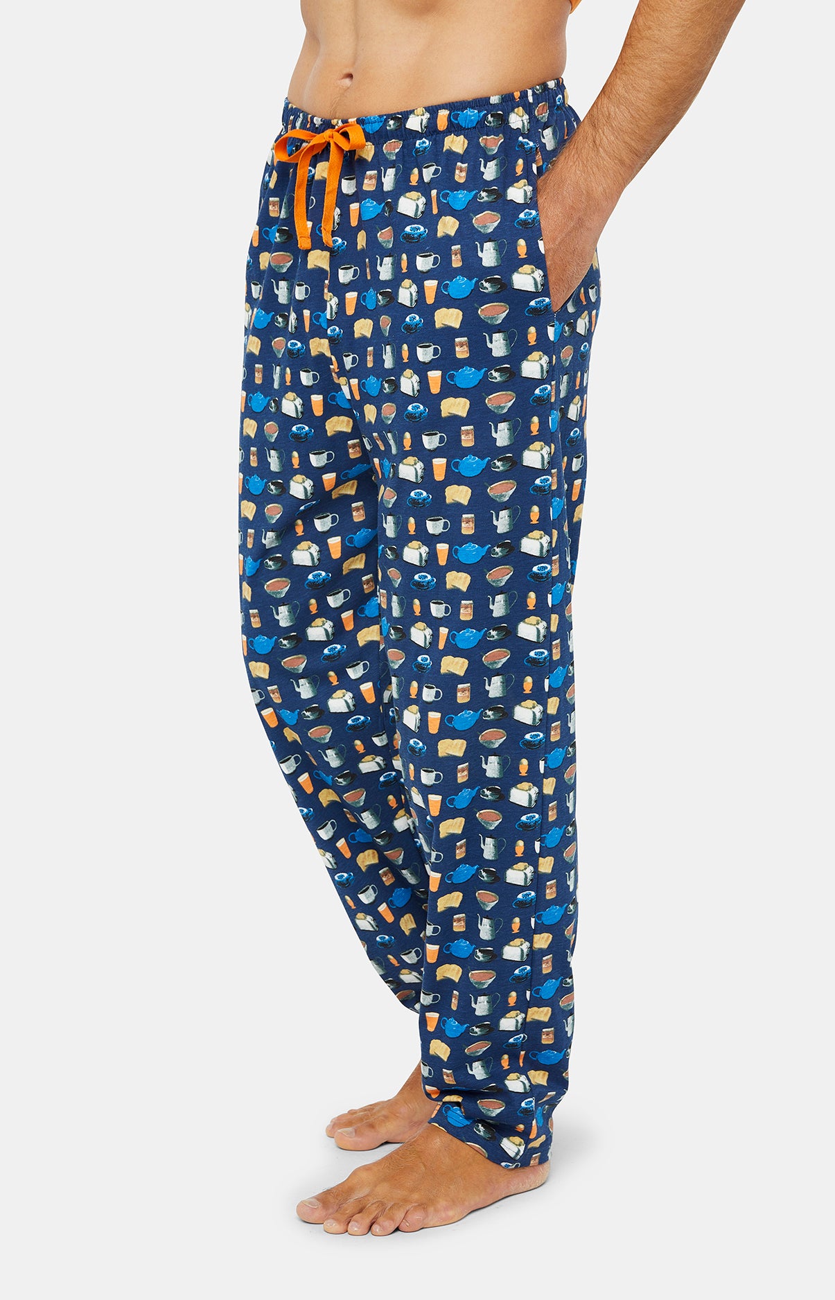 Pyjama long Homme Thé Lit Travail Marine et Orange 6