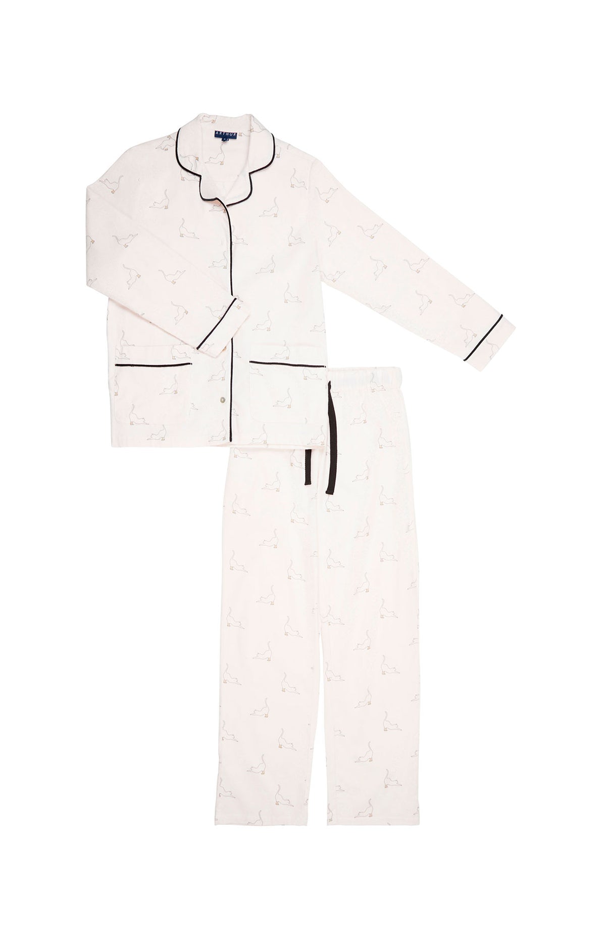 Pyjama long boutonné Femme Chat Beauté Rose 3