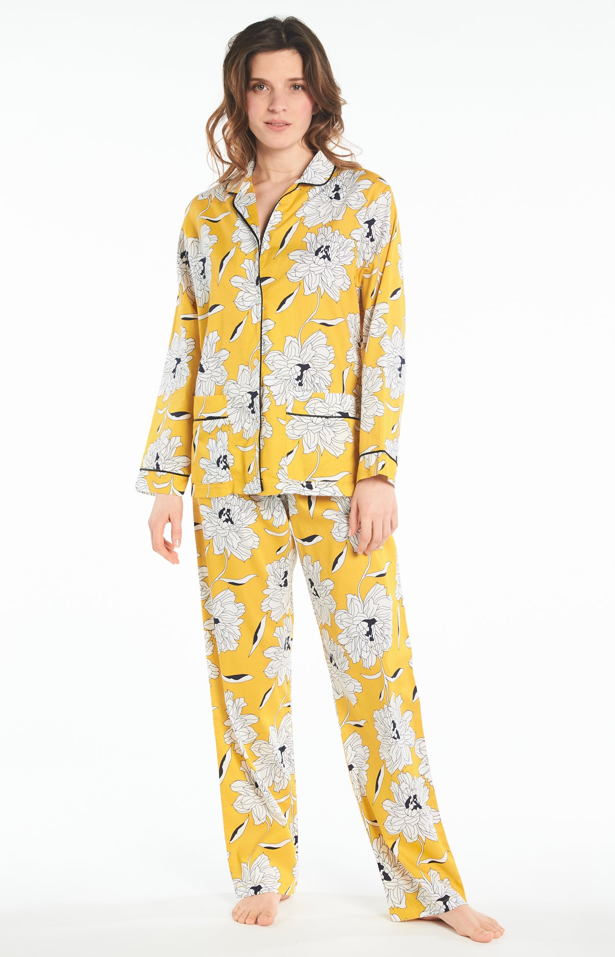 Pyjama long Femme Simone Jaune 1
