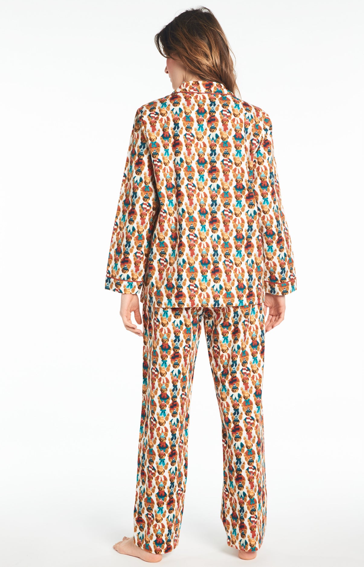 Pyjama long Femme Teddy Blanc et Ivoire 11