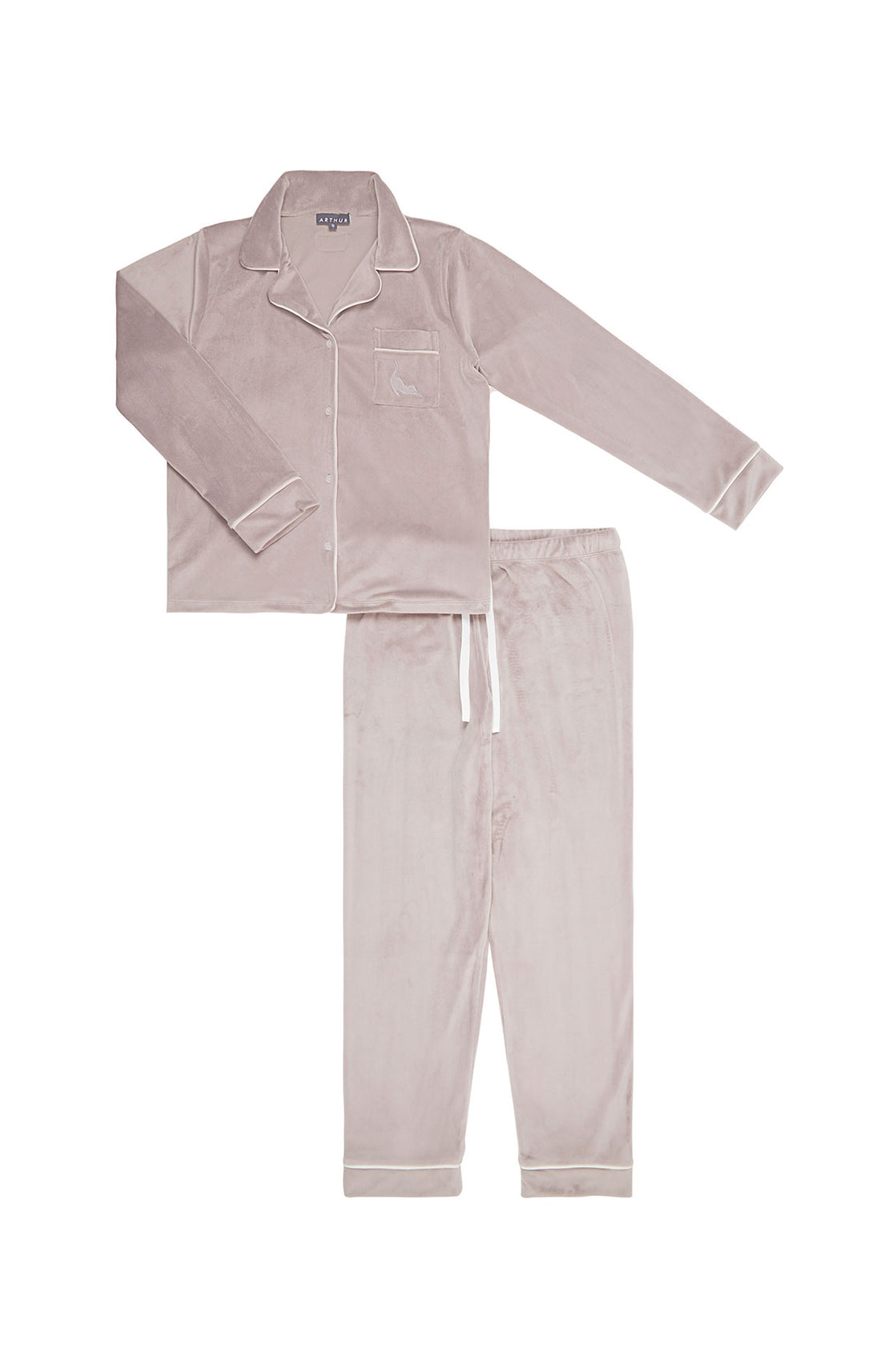 Pyjama long boutonné Femme Velours Gris 3