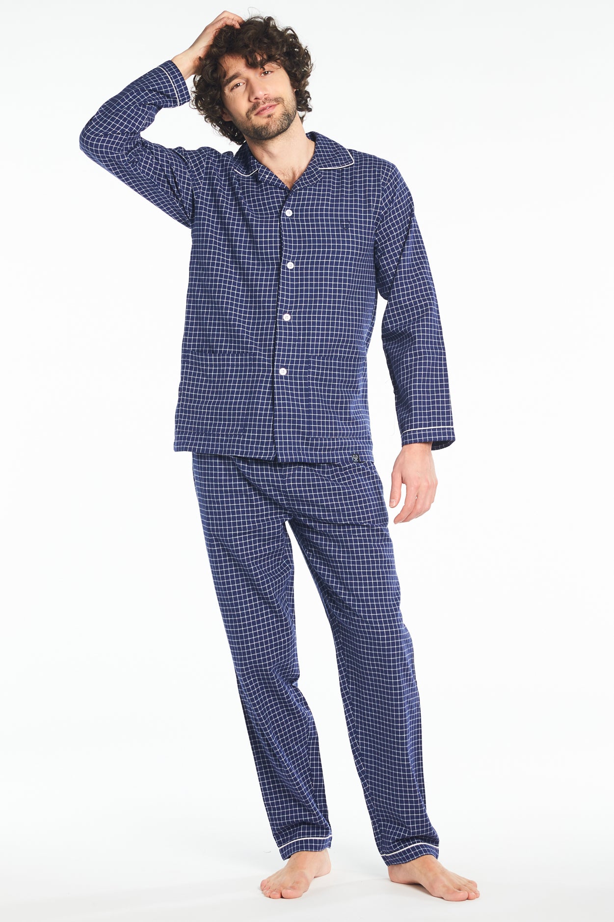 Pyjama Homme long Homme Pilou Classique Marine 2