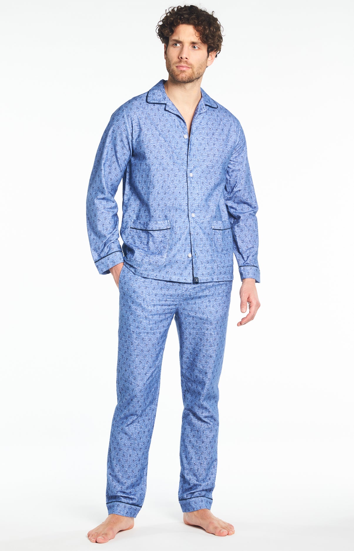 Pyjama Homme long Homme Pilou Clock Bleu 2