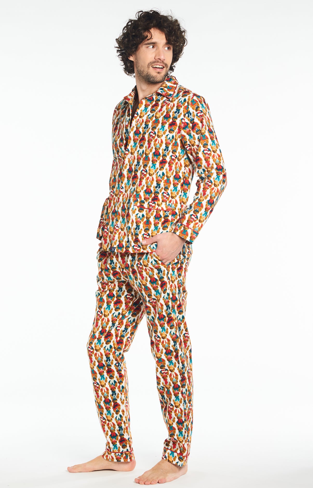 Pyjama Homme long Homme Pilou Teddy Blanc et Ivoire 2