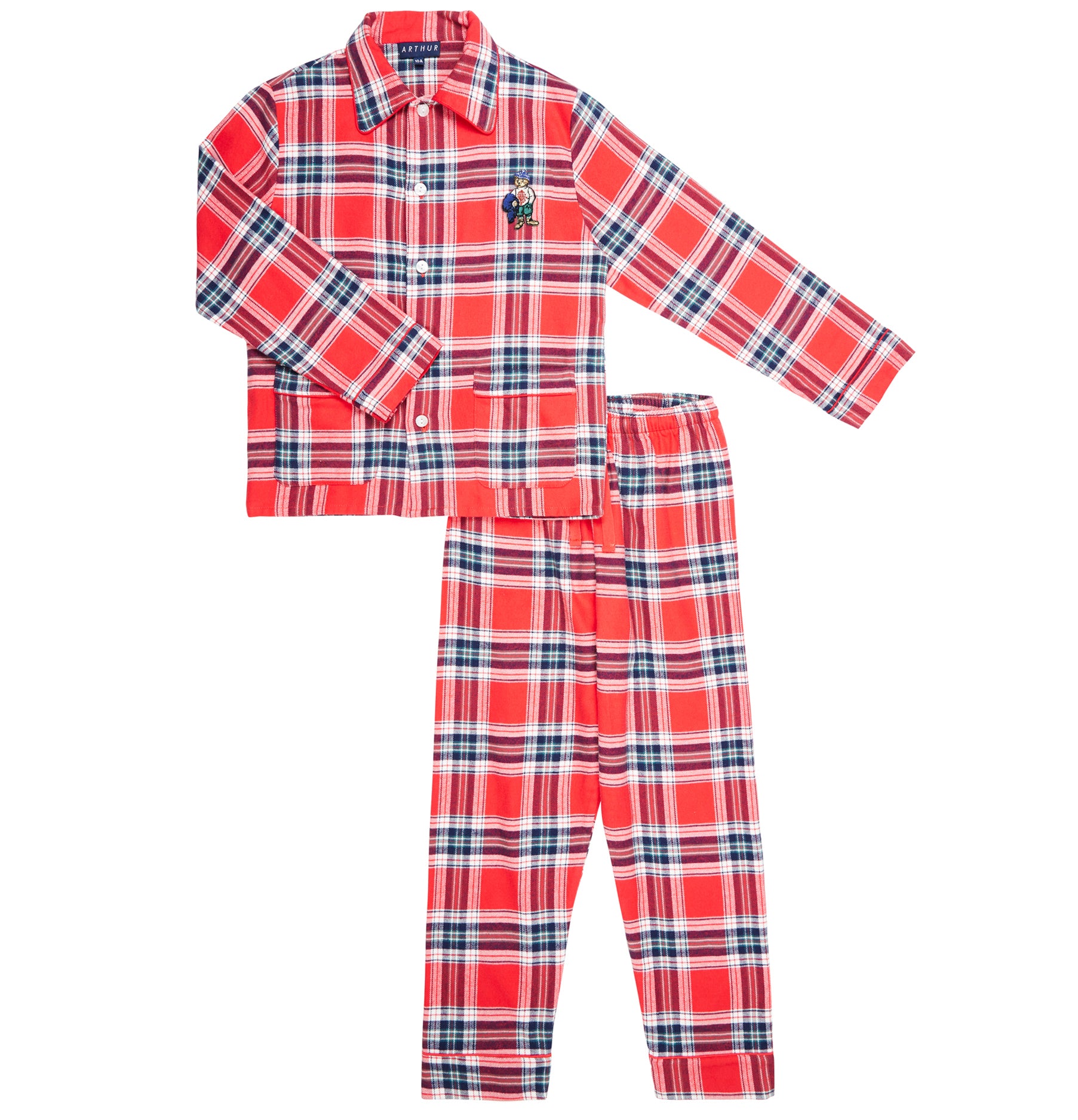 Pyjama long Enfant boutonné Logan Rouge 3