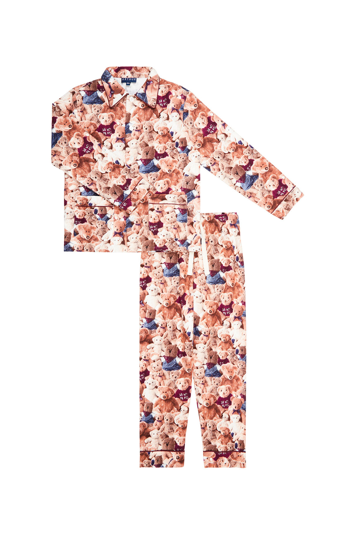 Pyjama long Enfant boutonné Teddy Beige et Marron 3