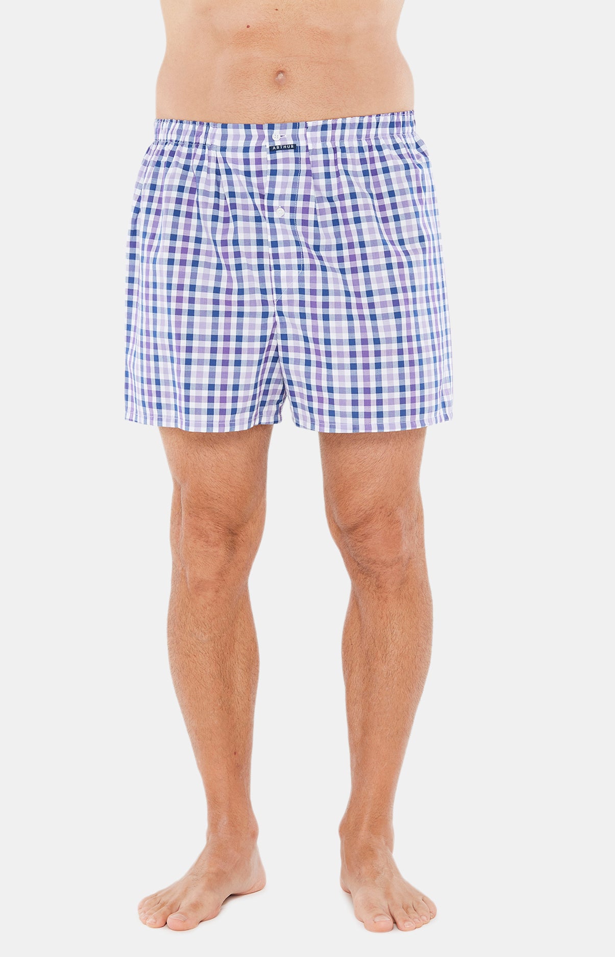 Pyjama court Pyjaméricain Homme carreaux 987 Violet et Bordeaux 4