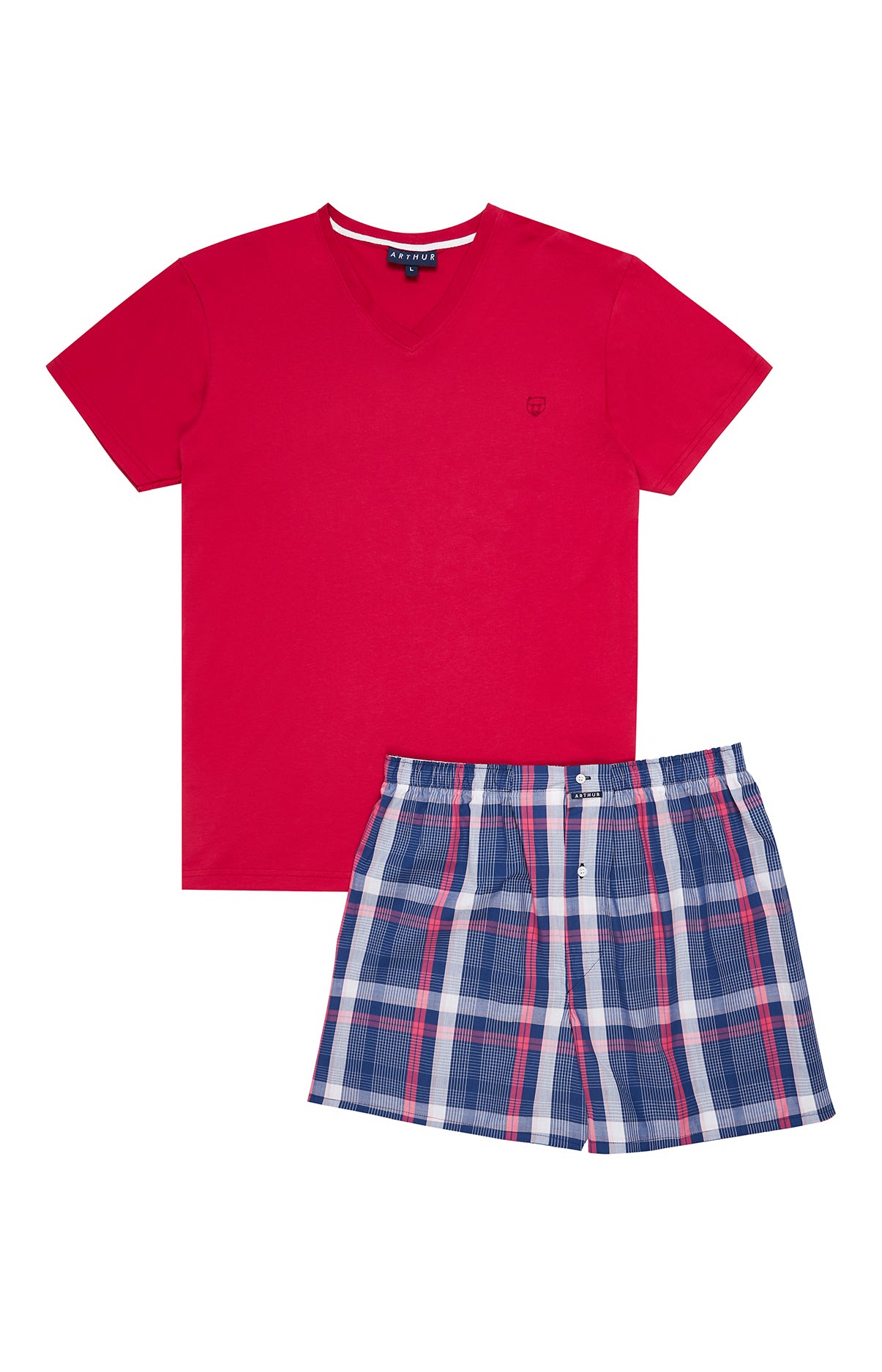 Pyjashort Homme Carreaux Opéra Marine 3