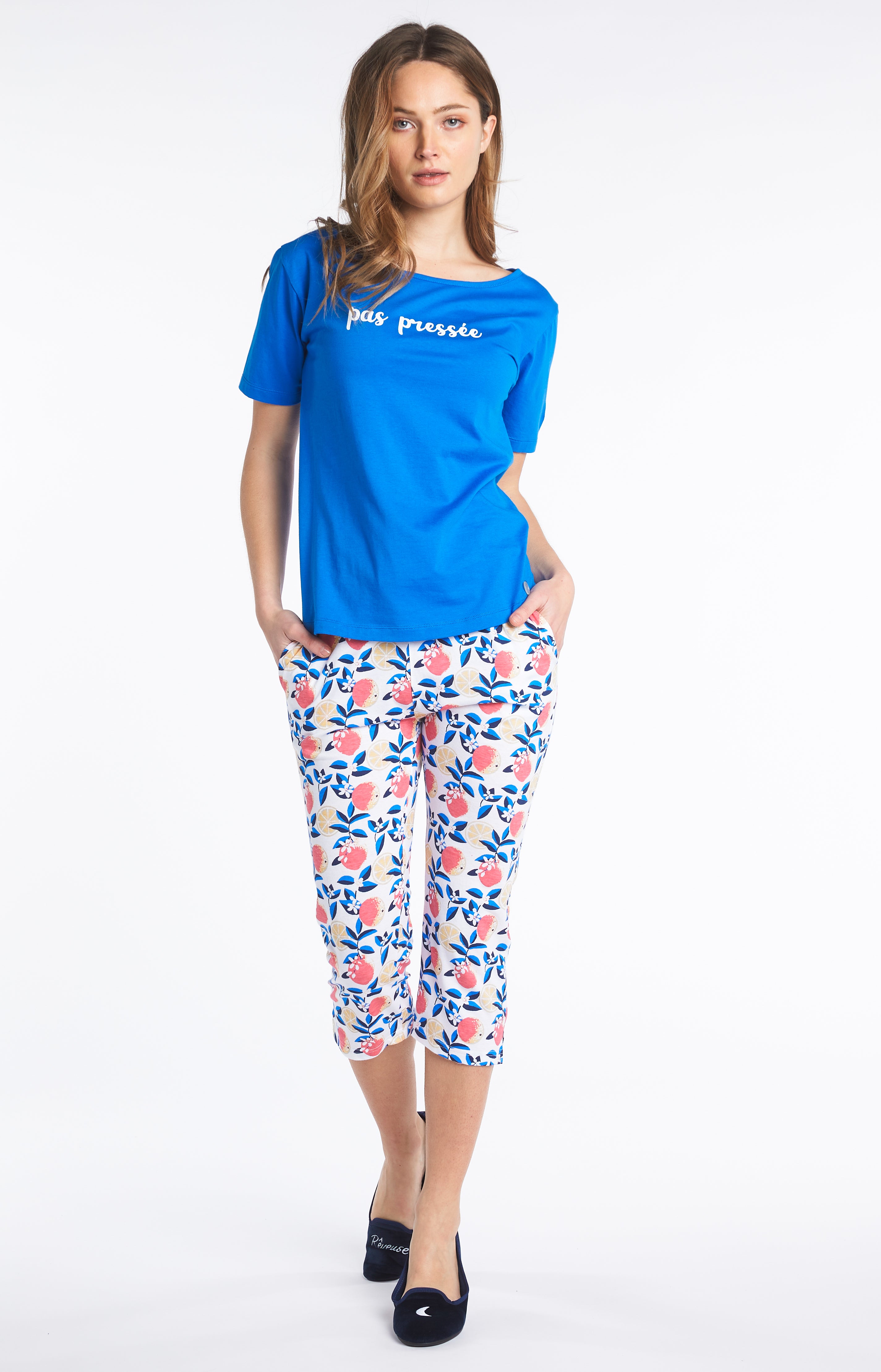 Pyjama long Femme Agrume Blanc et Ivoire 1