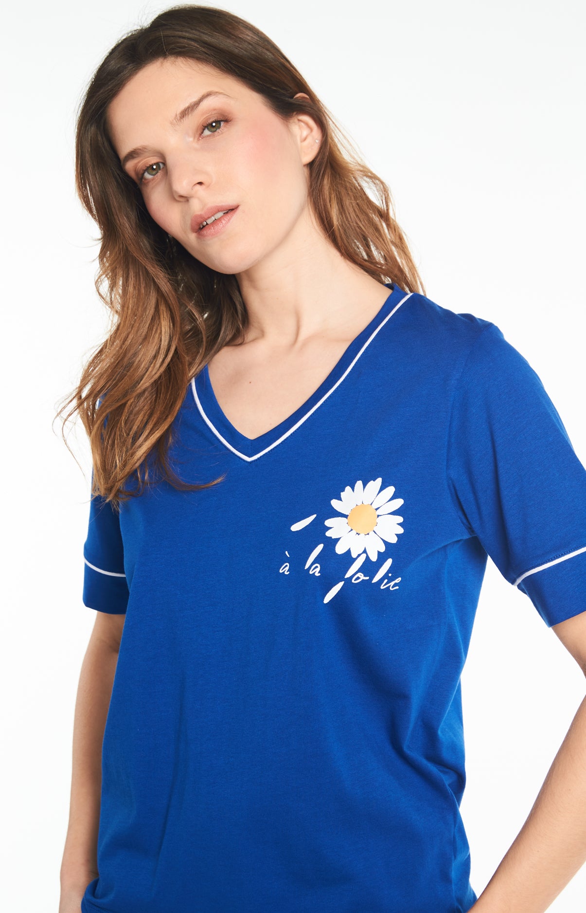 Pyjama long Femme Paquerette Bleu 4