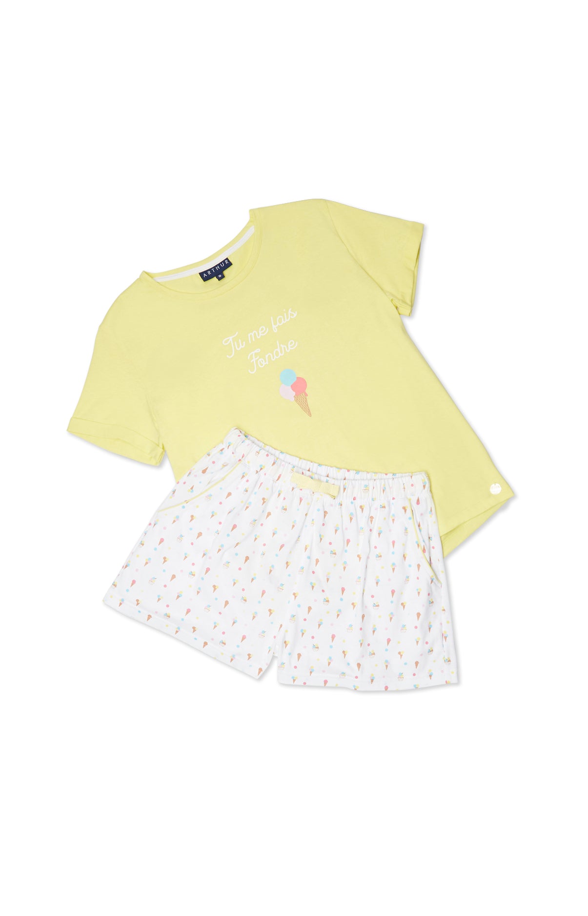 Pyjama court Femme Icecream Blanc et Ivoire 3