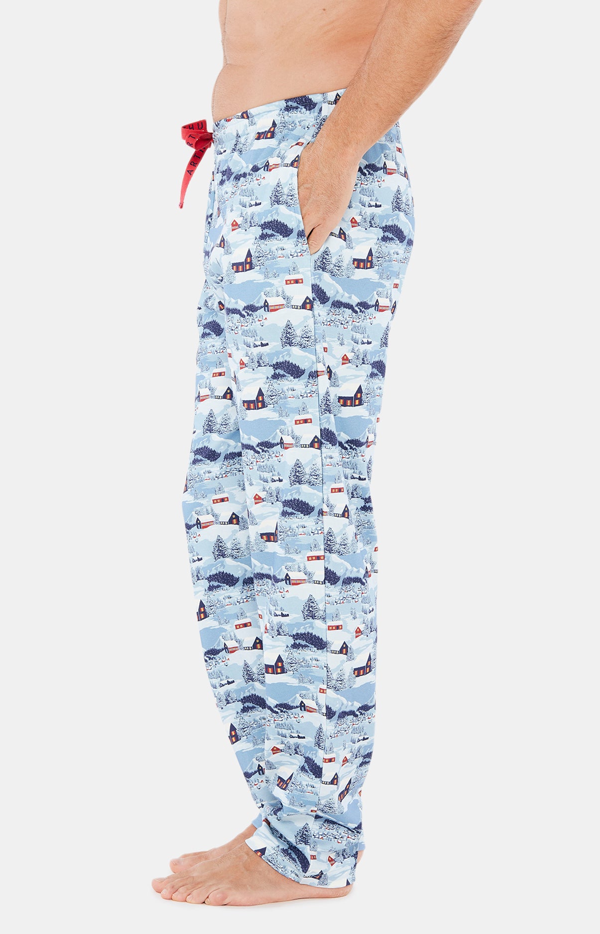 Pyjama long Homme Petits Chalets Bleu et Rouge 5