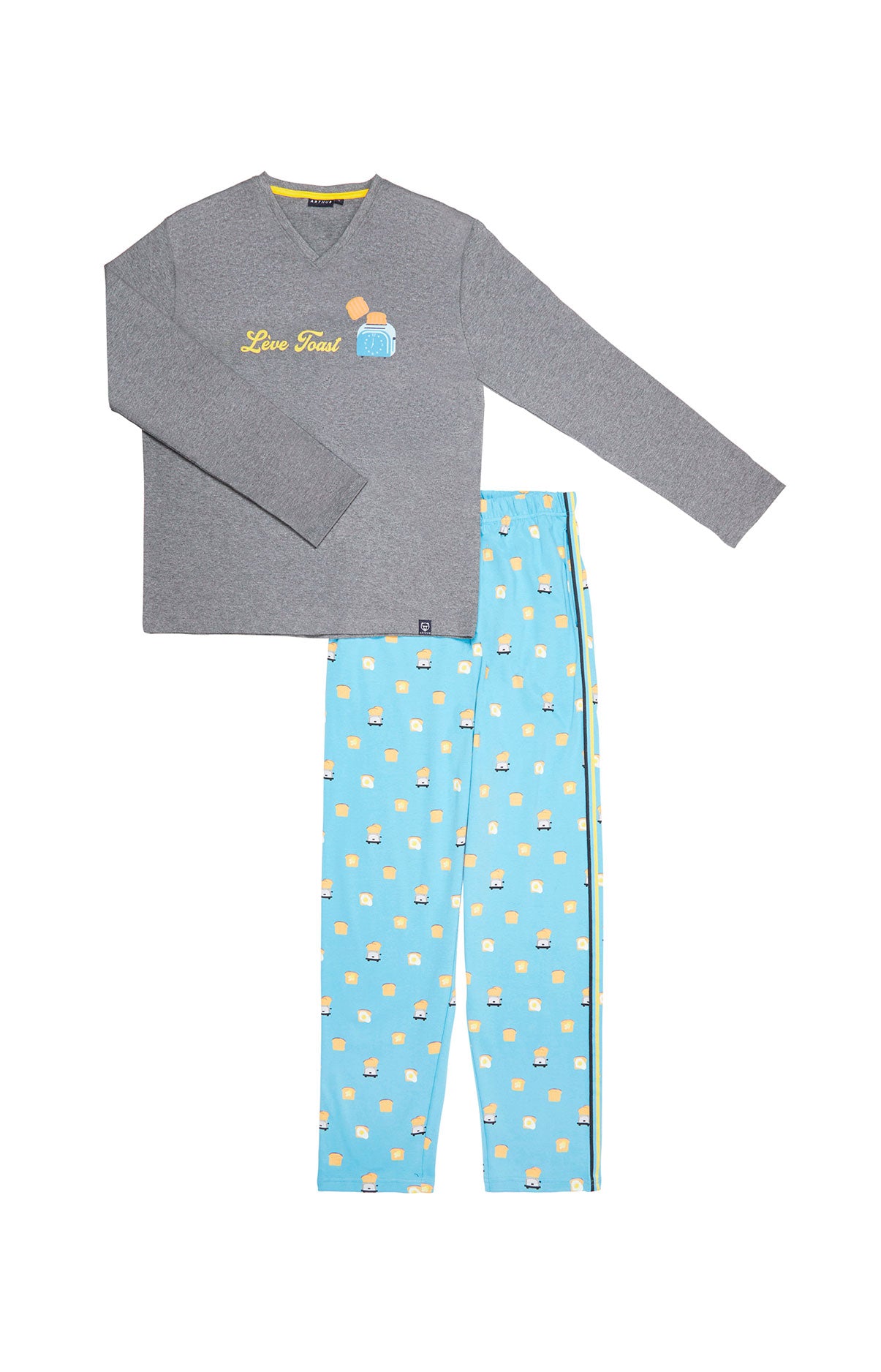 Pyjama long Homme Toast Bleu et Jaune 3