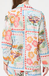 Pyjama Femme French Riviera Manches longues Imprimé carte postale et fleurs multicolores 6