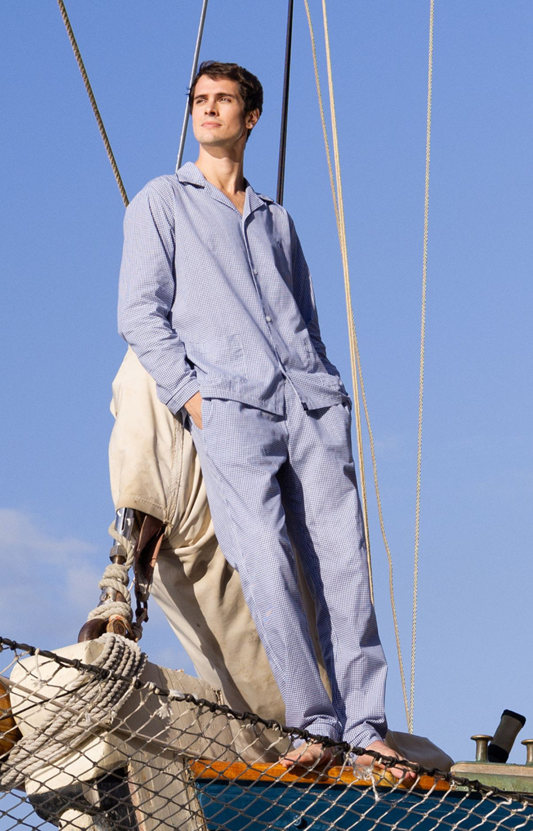Pyjama Homme Vichy Manches longues Imprimé petits carreaux